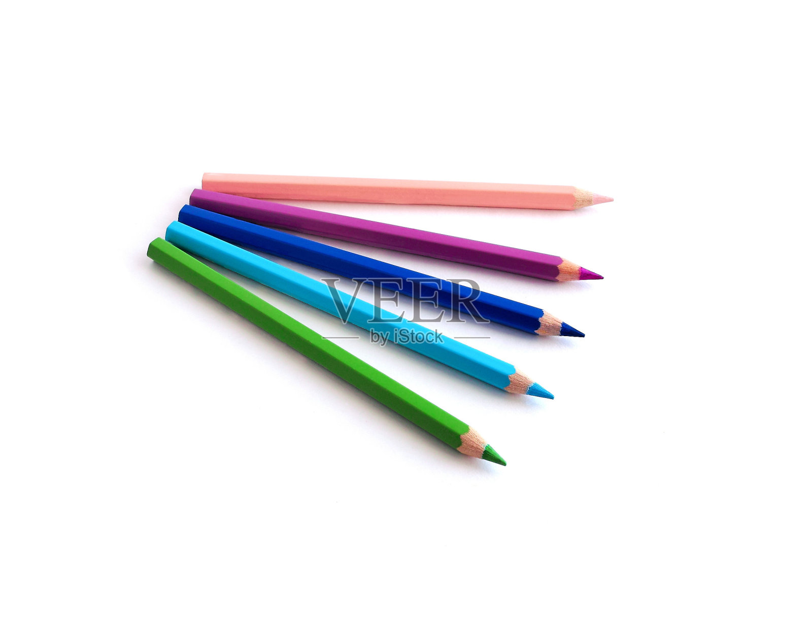 彩色铅笔孤立在白色上。照片摄影图片
