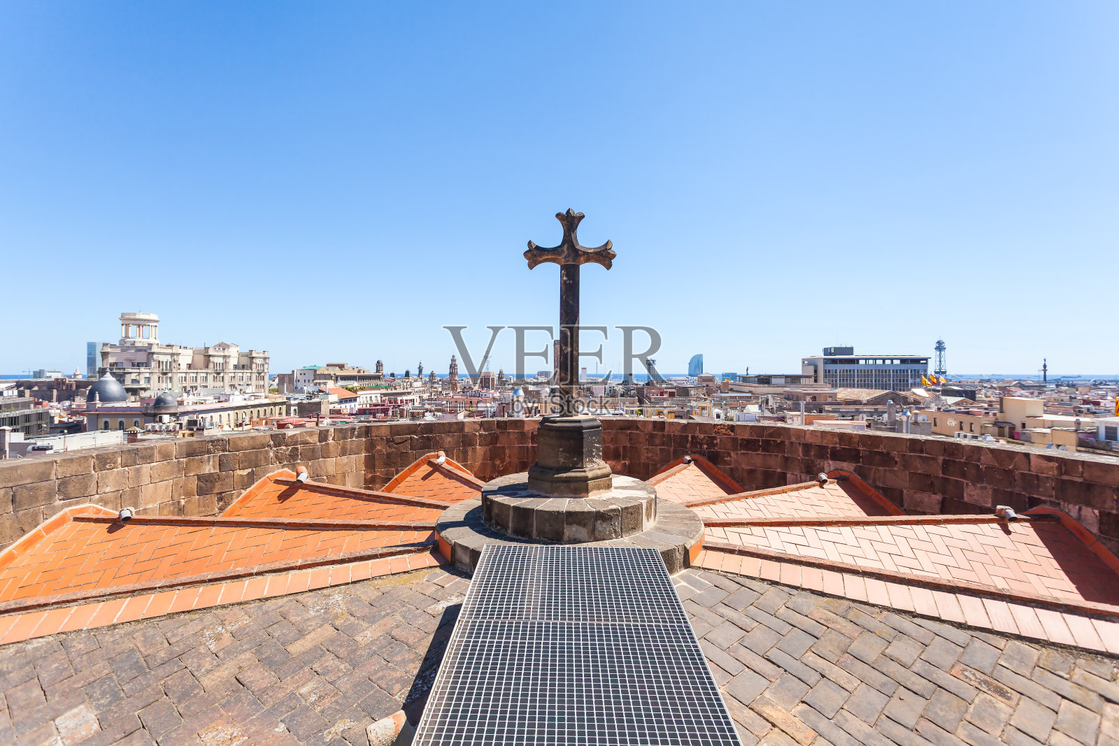 巴塞罗那城市全景,西班牙照片摄影图片