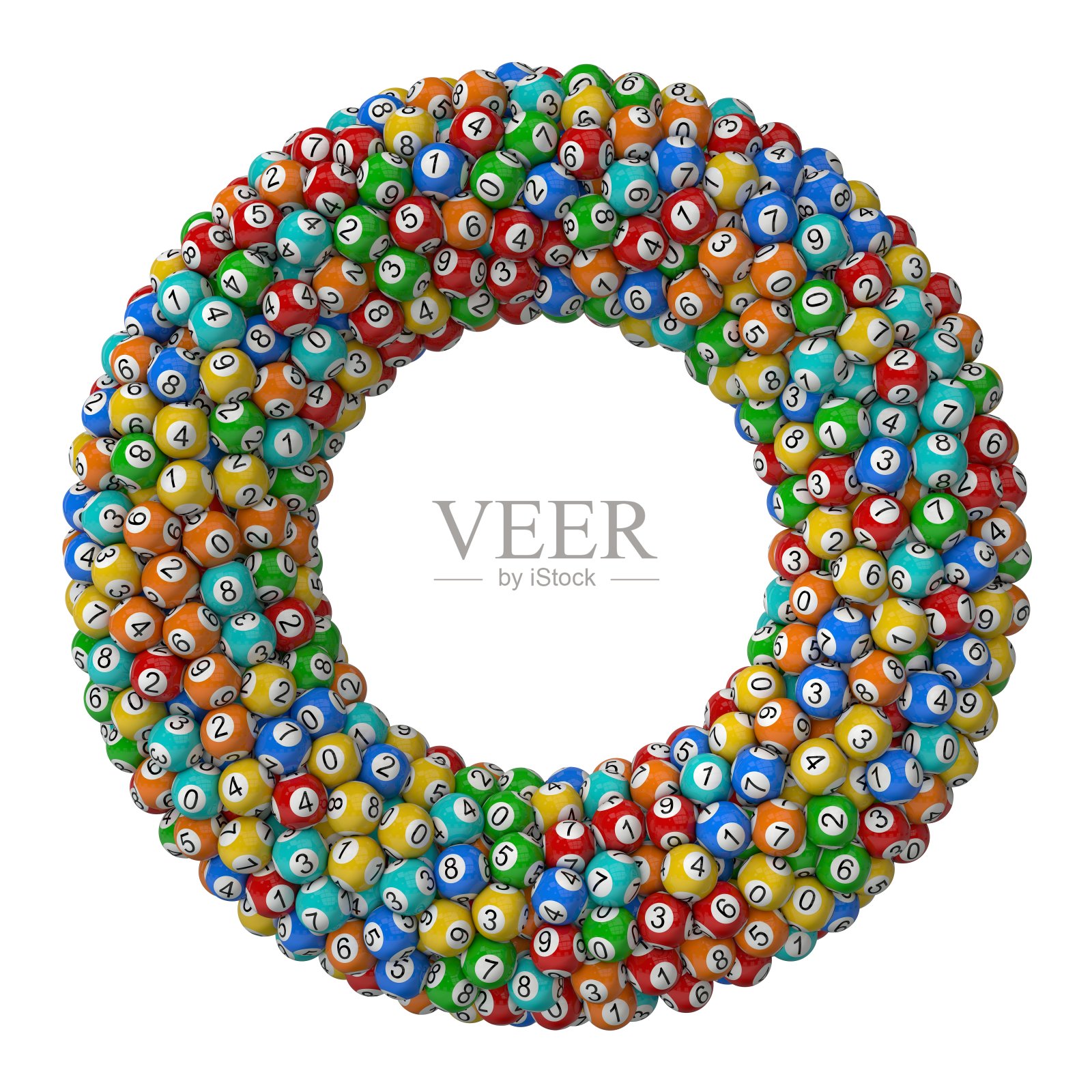 彩票球堆栈。Torus形成堆栈版本。照片摄影图片