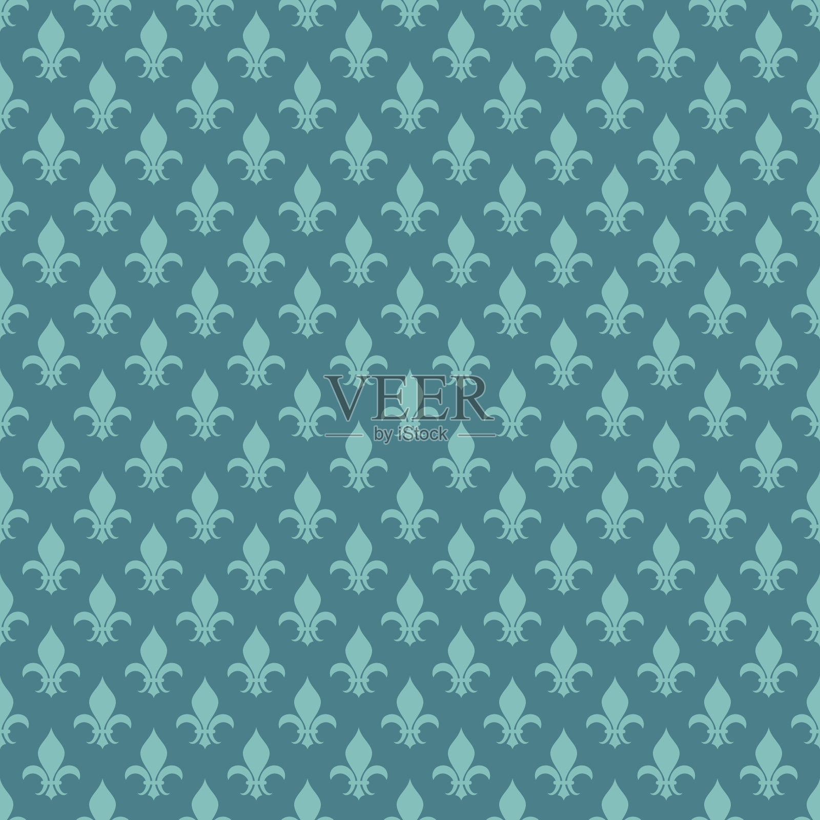 蓝绿色的百合矢量无缝图案插画图片素材