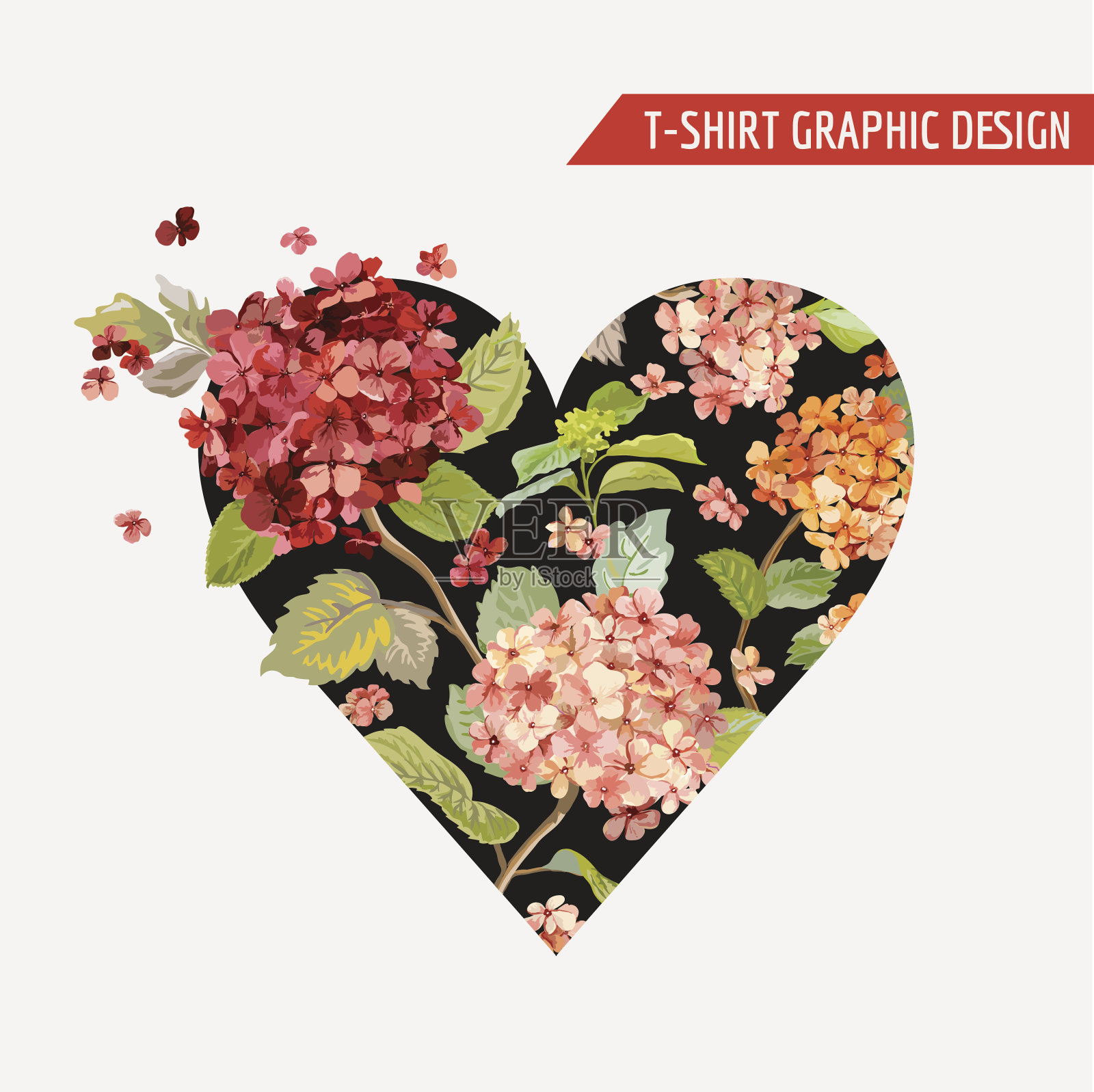 花心图形设计- t恤,时尚,印花插画图片素材