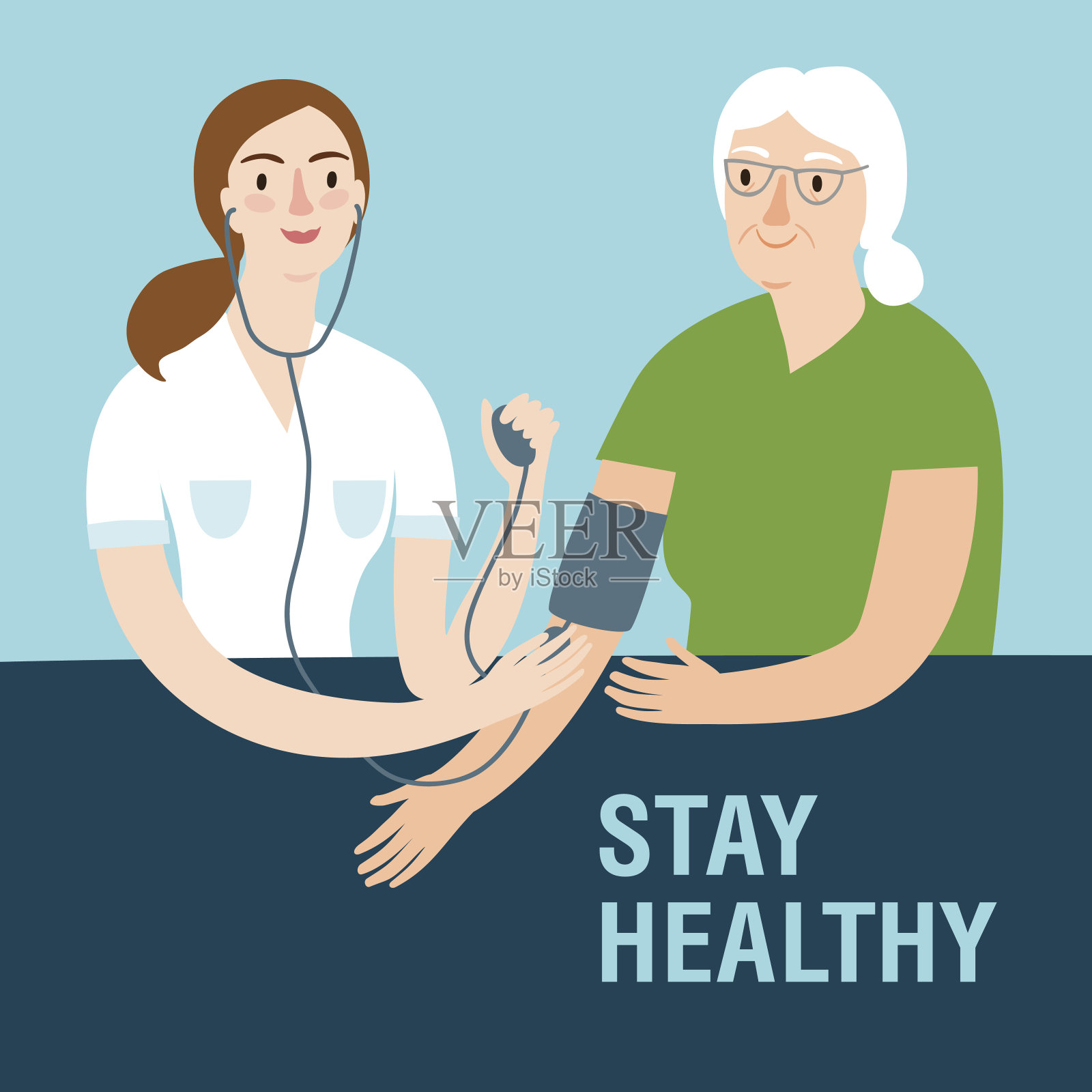 女医生测量动脉血压插画图片素材