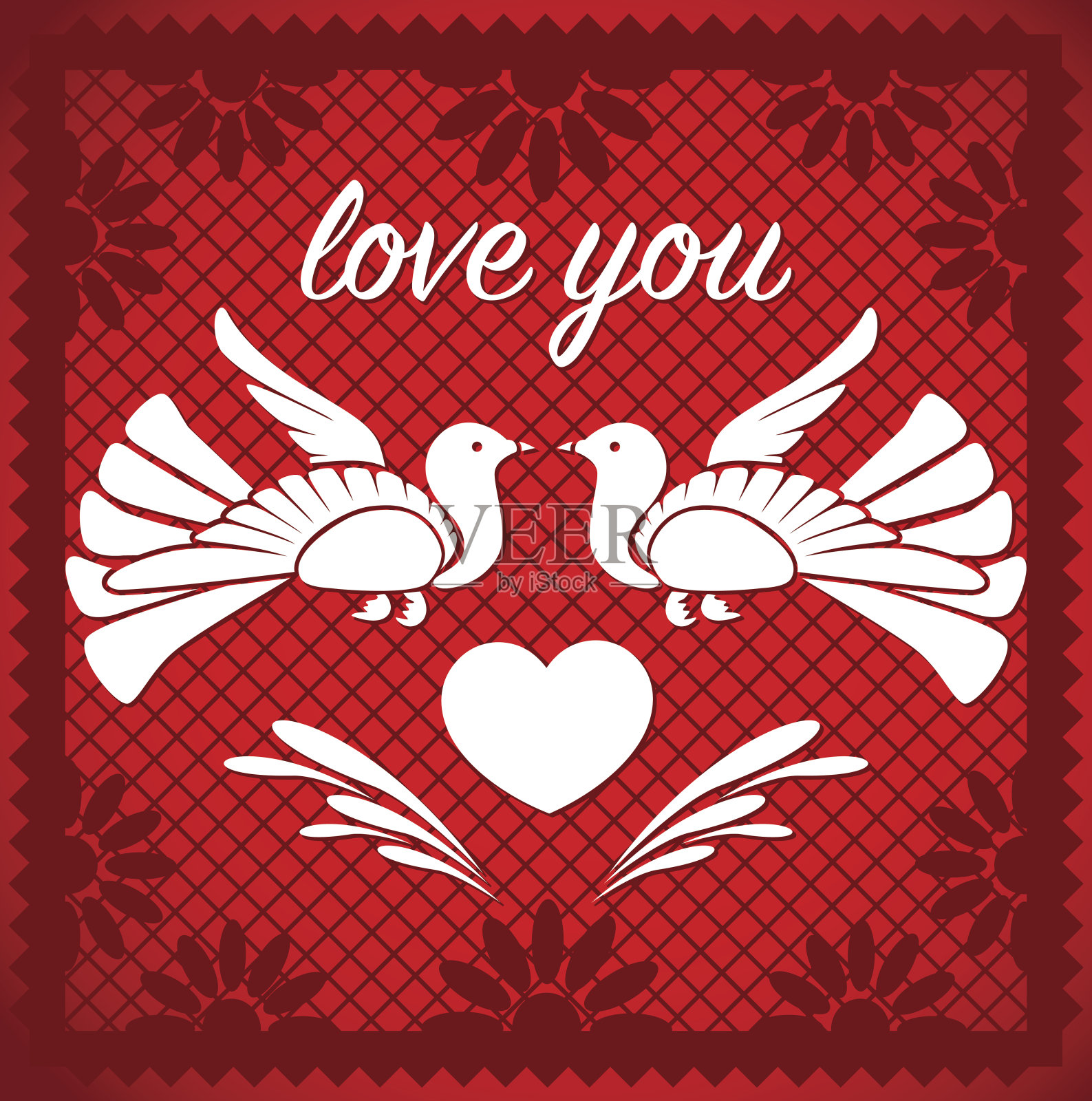 剪纸作文-爱鸟红色插画图片素材