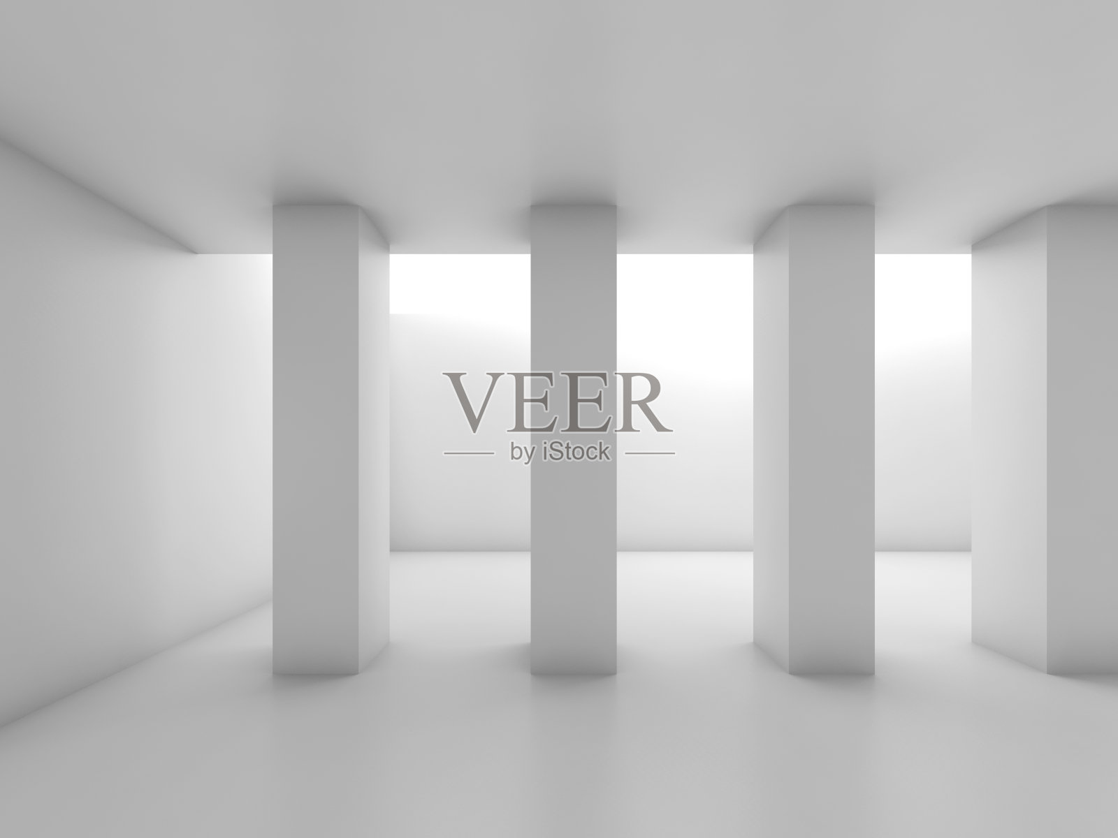 抽象的白色房间用柱子,空白3d照片摄影图片