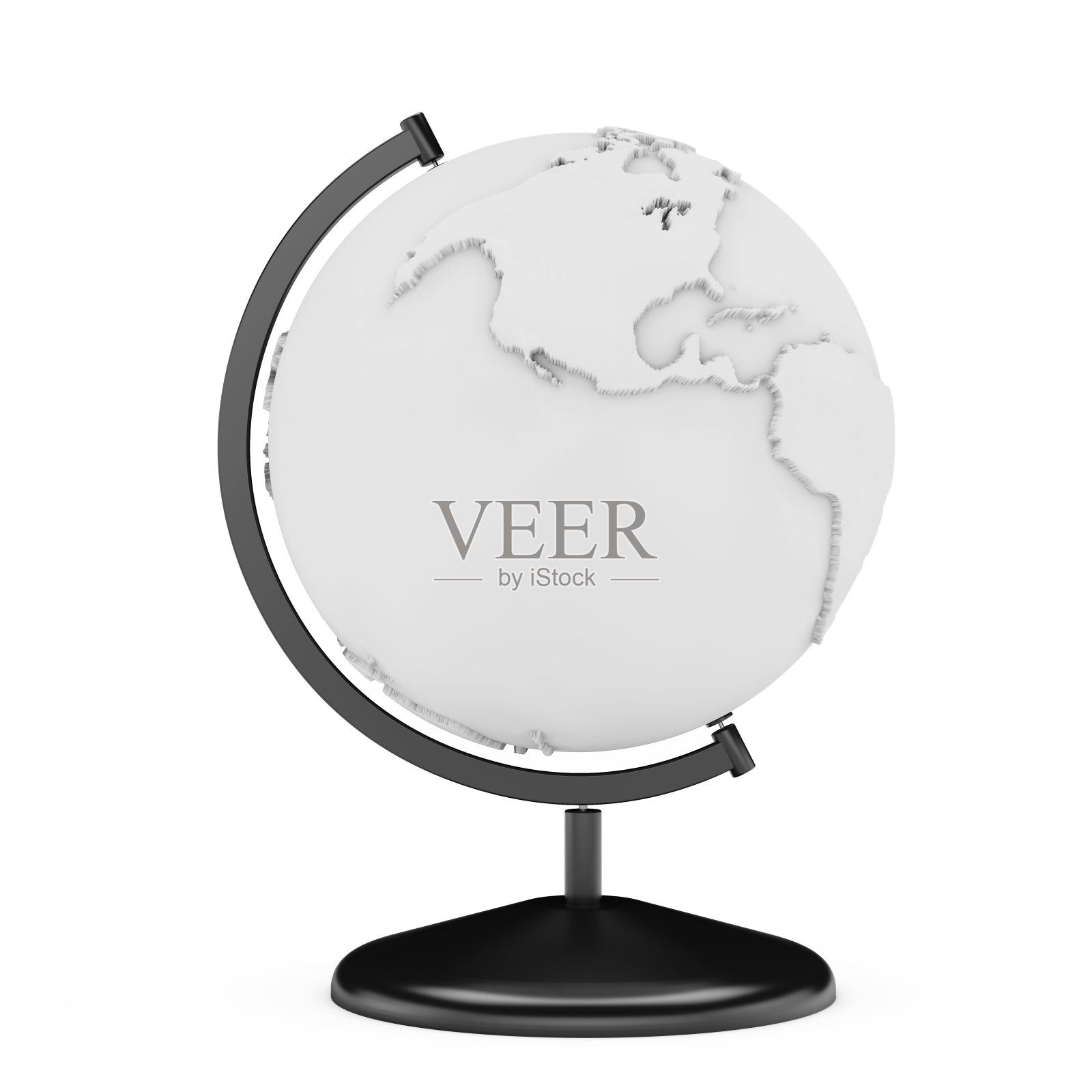 黑白地球行星地球仪。3d渲染照片摄影图片