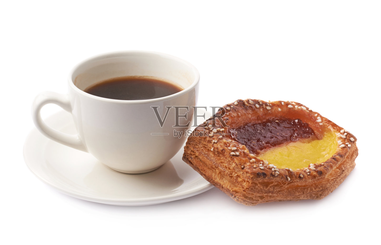 甜酥面包和咖啡隔离照片摄影图片