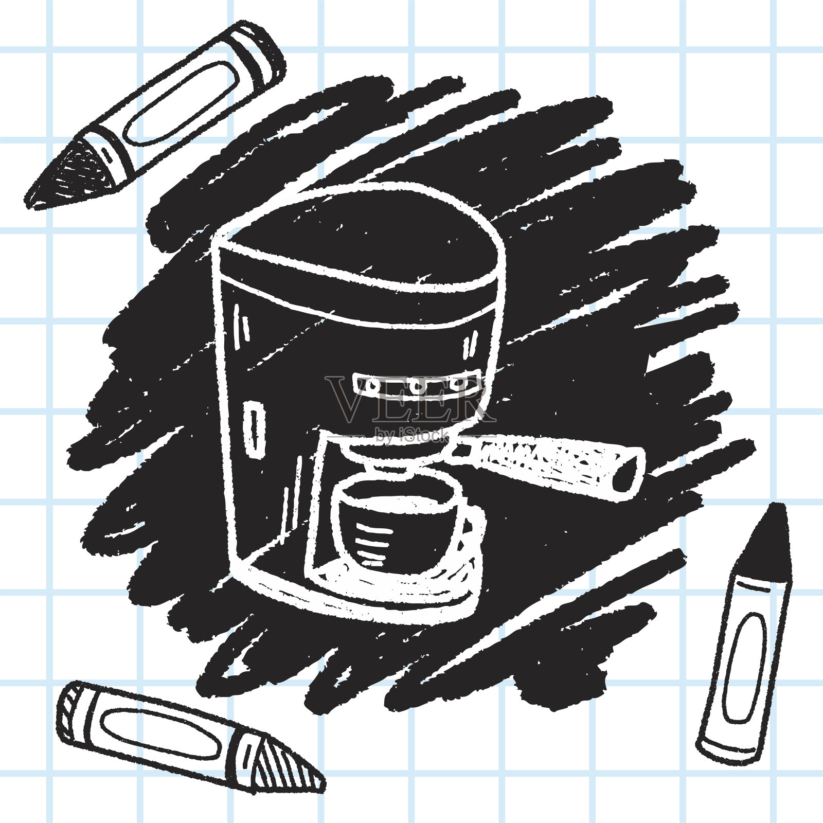 咖啡壶涂鸦插画图片素材