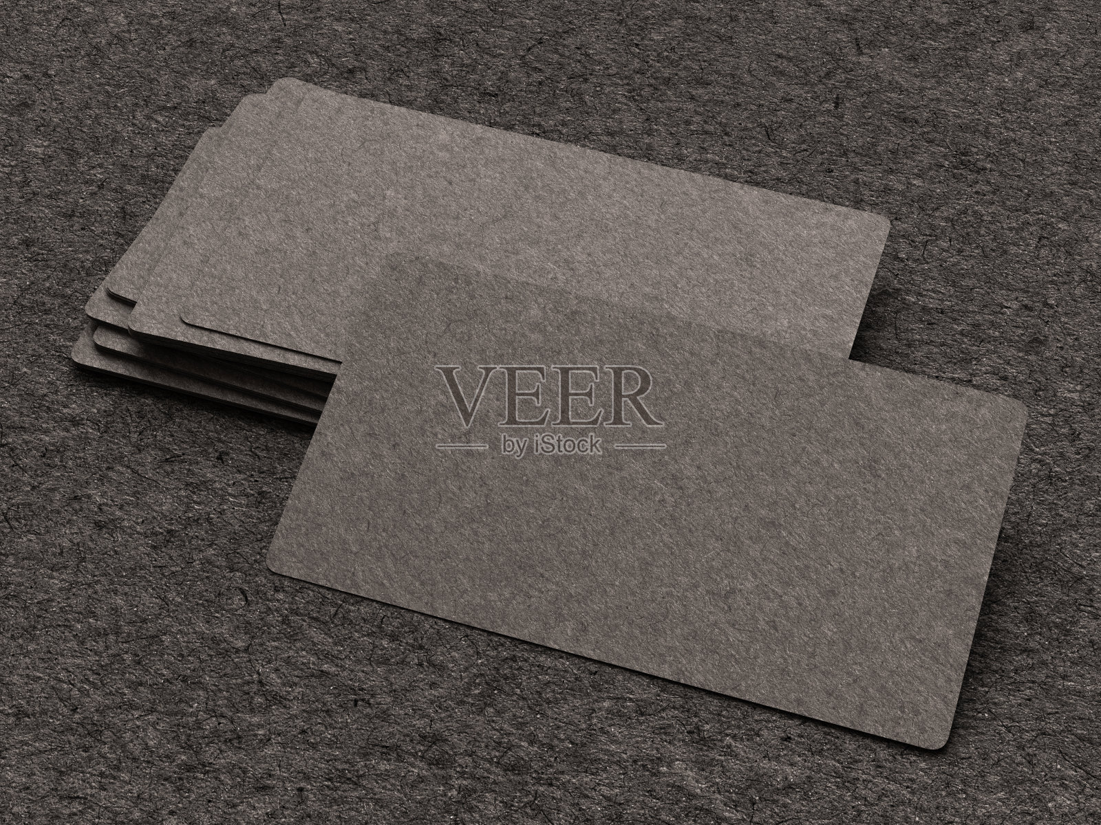 在织物基材上的黑色名片。三维演示照片摄影图片