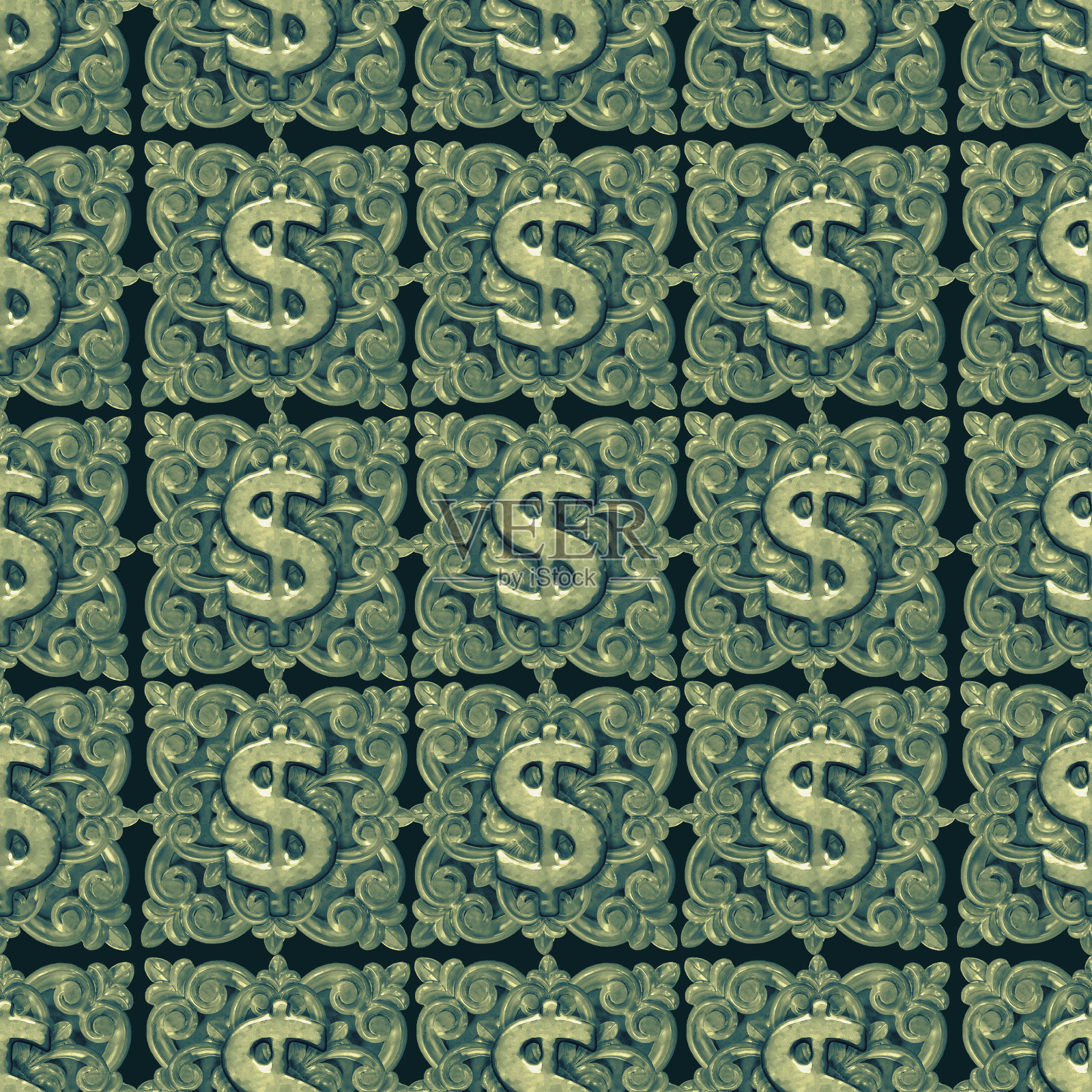 货币符号华丽无缝图案插画图片素材
