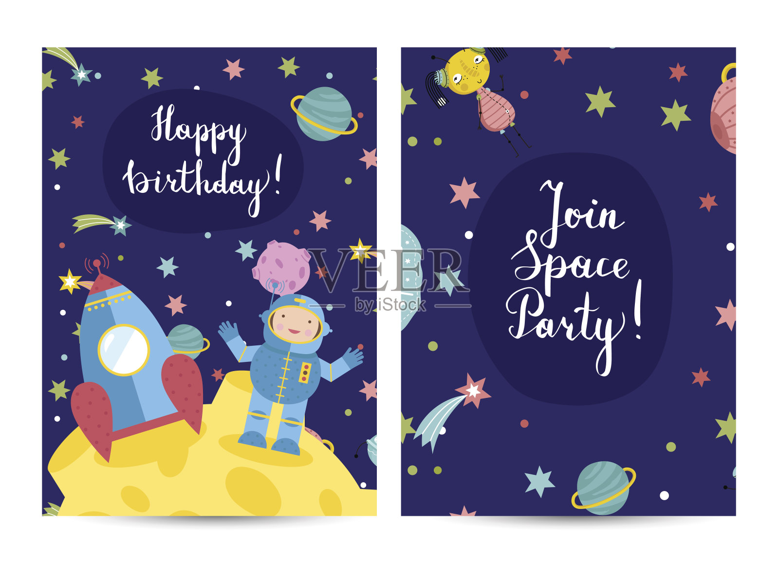 儿童生日派对邀请函插画图片素材