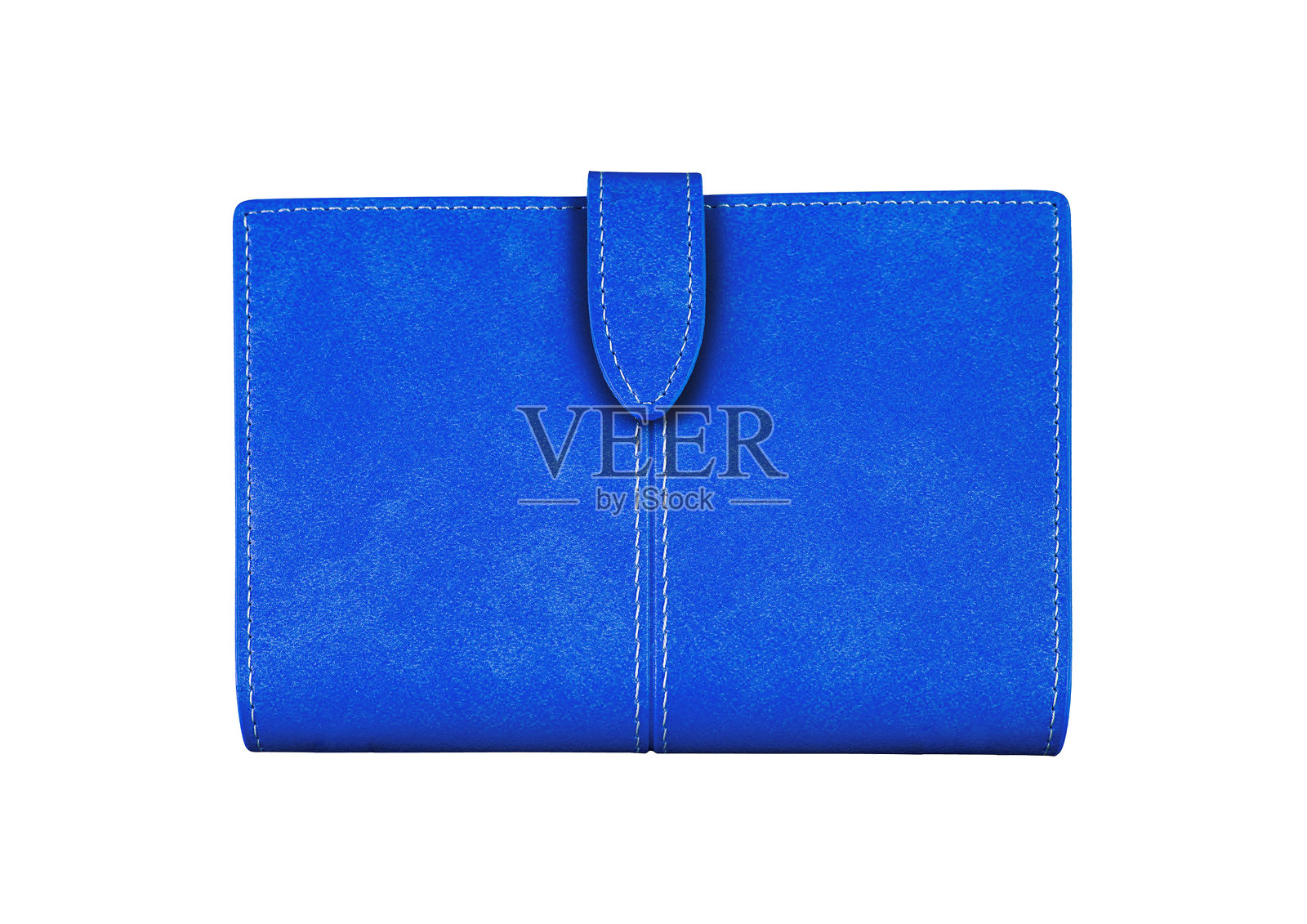 蓝色的钱包。在白色的背景上。照片摄影图片