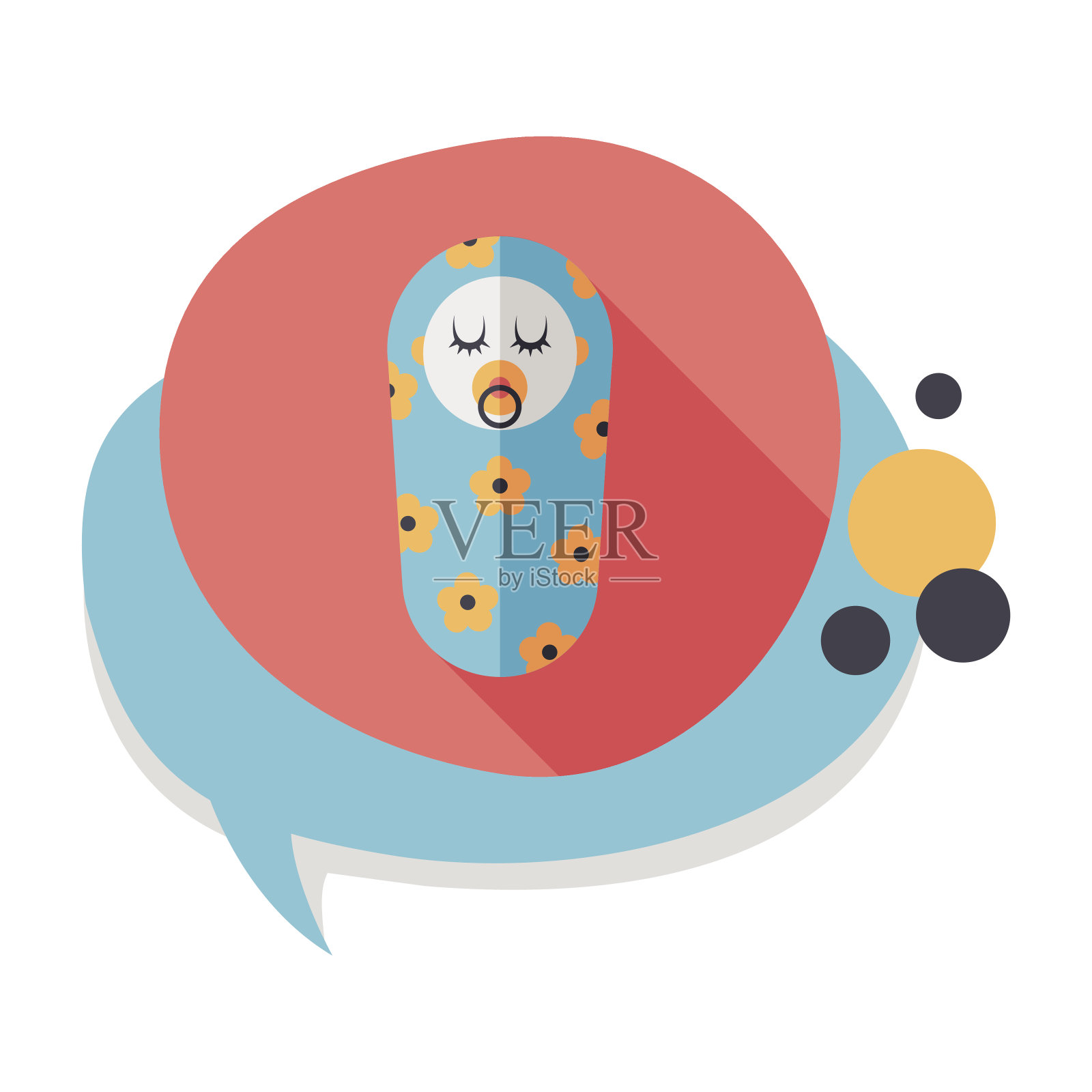 婴儿平板图标与长阴影,eps10插画图片素材