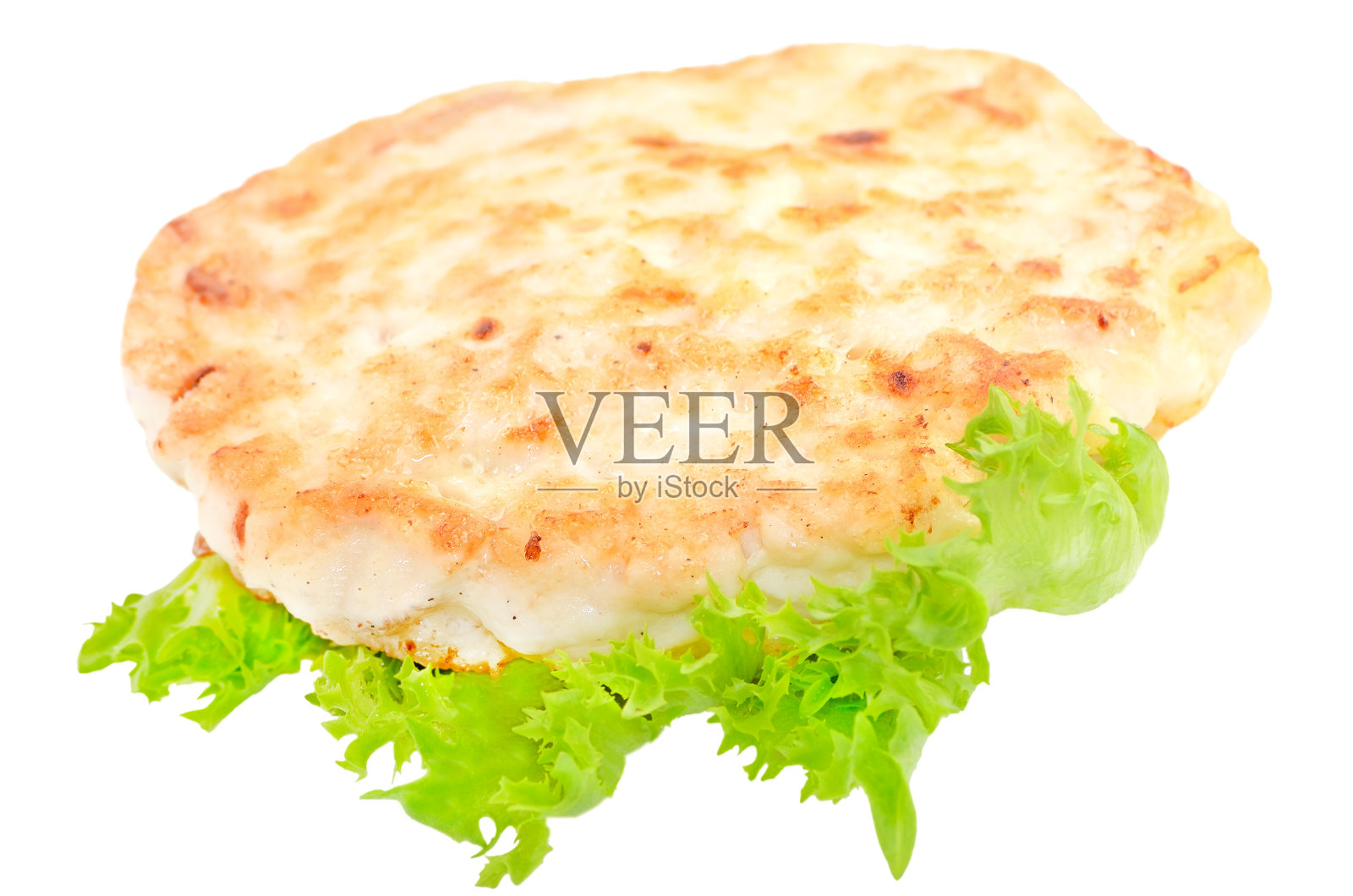 鸡排放在莴苣叶上照片摄影图片