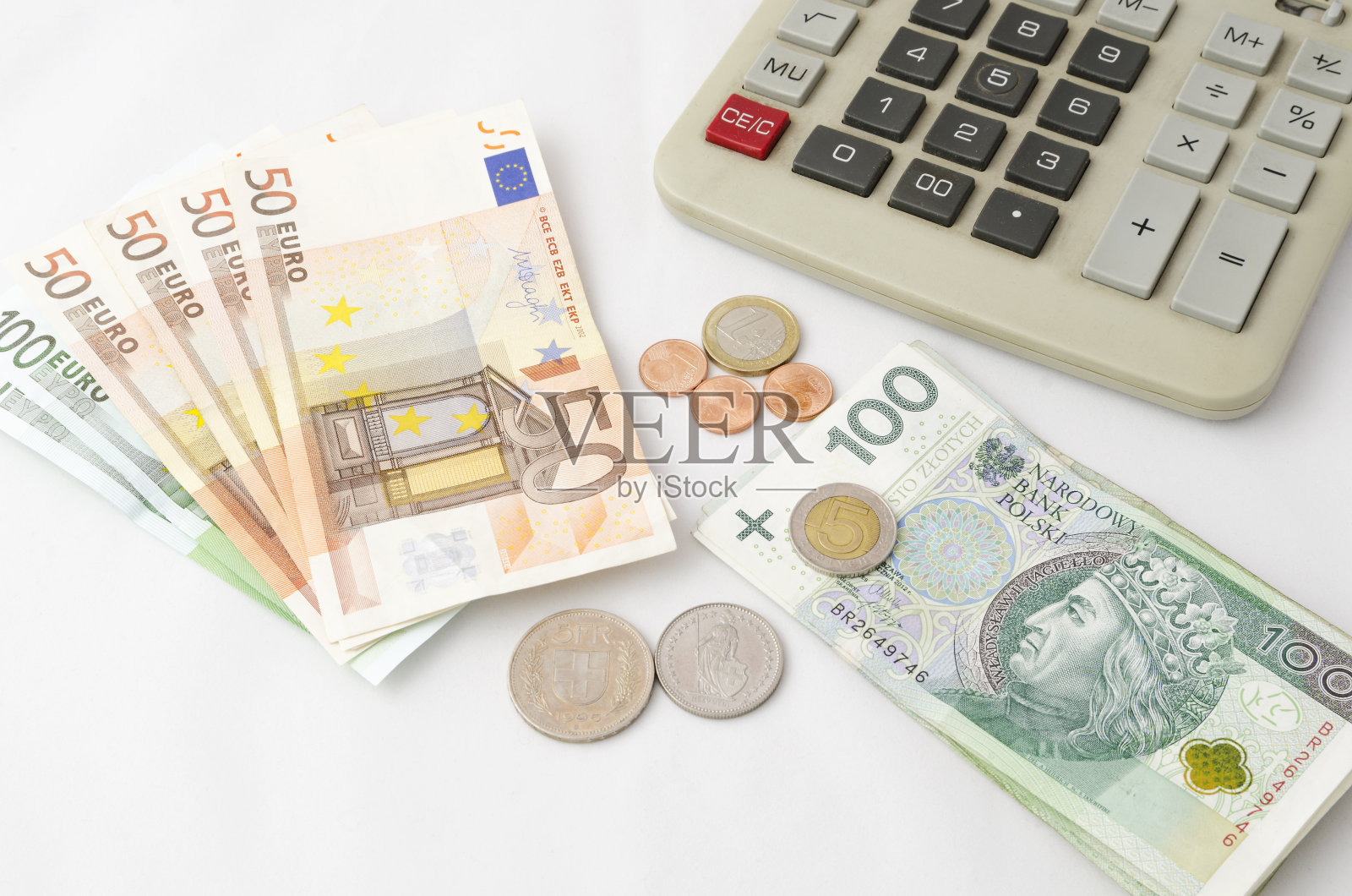 欧元、波兰集会、瑞士法郎照片摄影图片