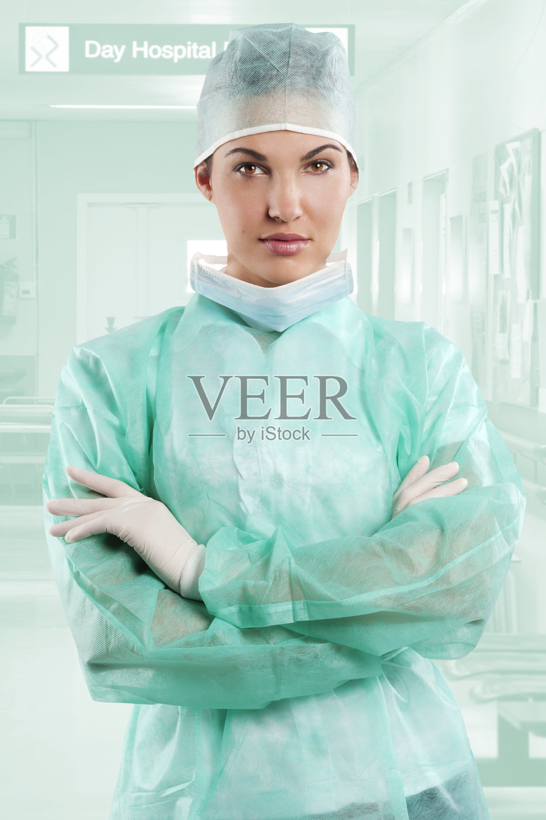 护士穿手术服照片摄影图片