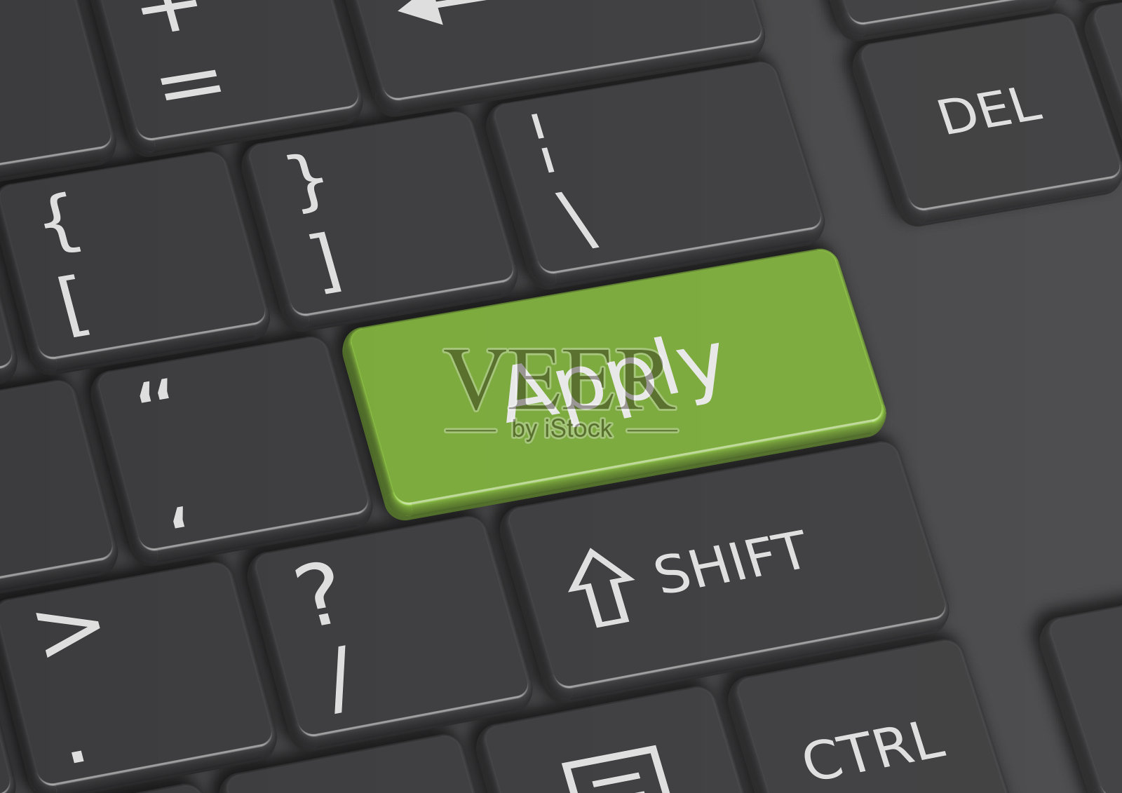 一个写在键盘上的“应用”字的3D插图插画图片素材