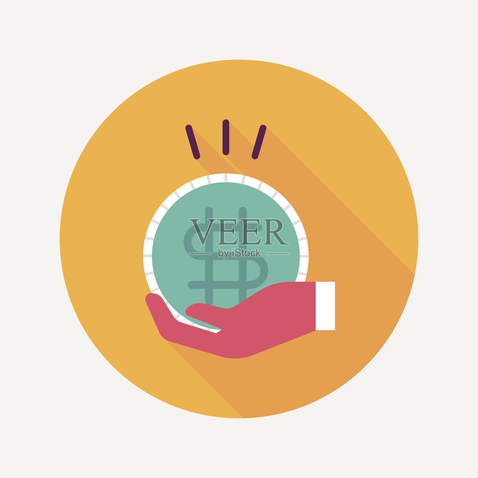 拿着钱的人与长影子扁平图标,eps10插画图片素材