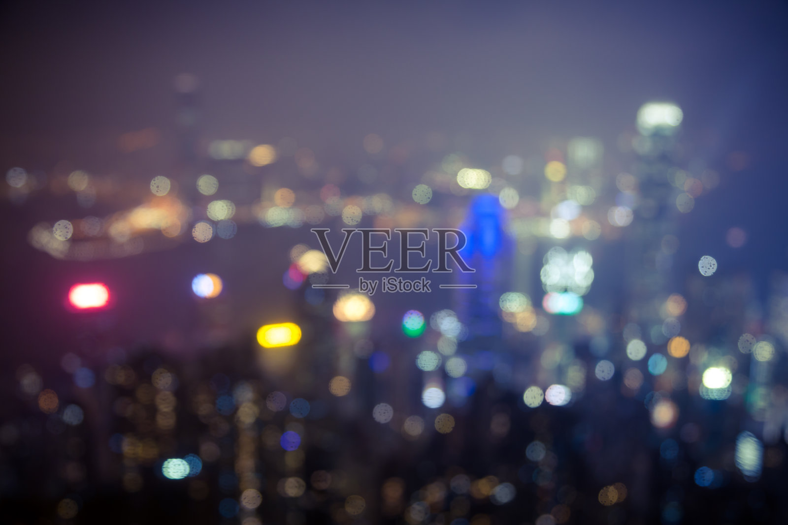 模糊散焦背景香港城市的观点从山顶照片摄影图片