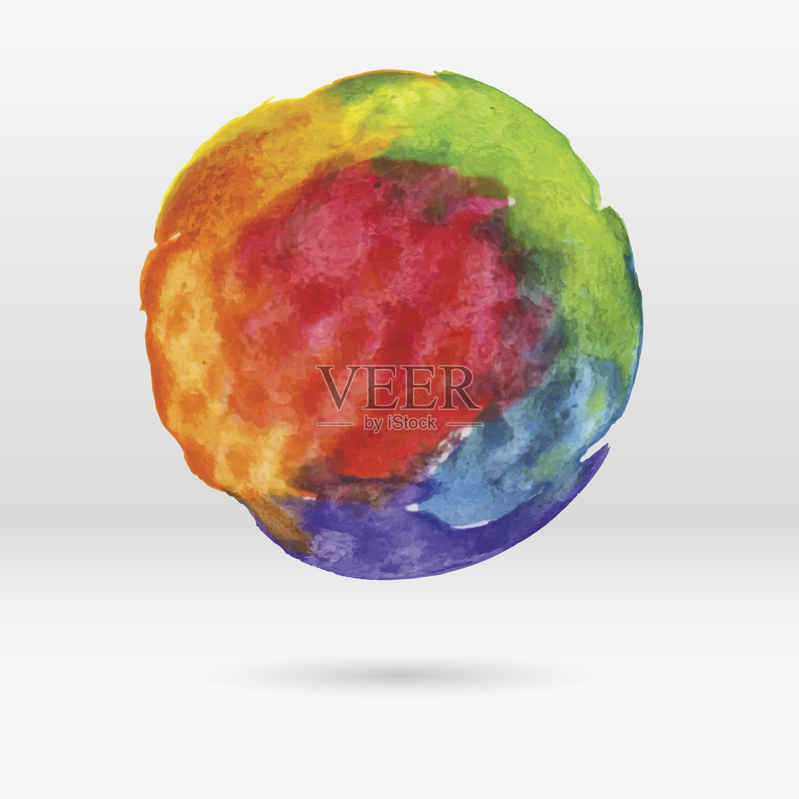 矢量抽象多色水彩圆插画图片素材