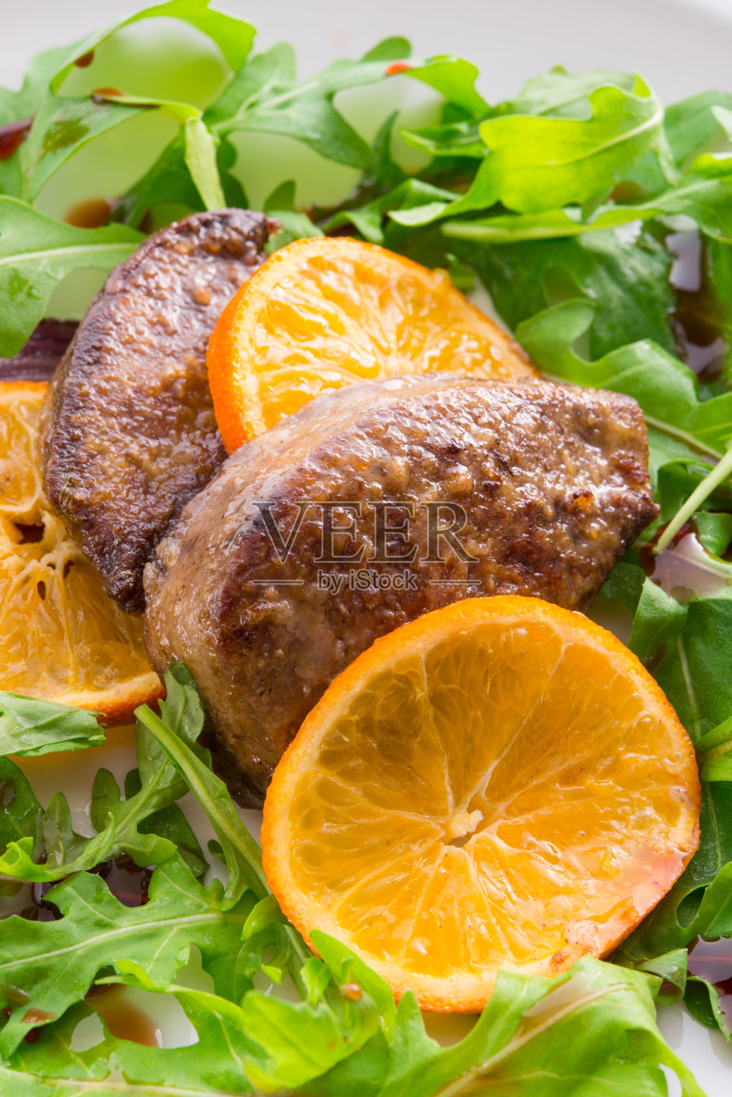 肝配洋葱橙汁照片摄影图片