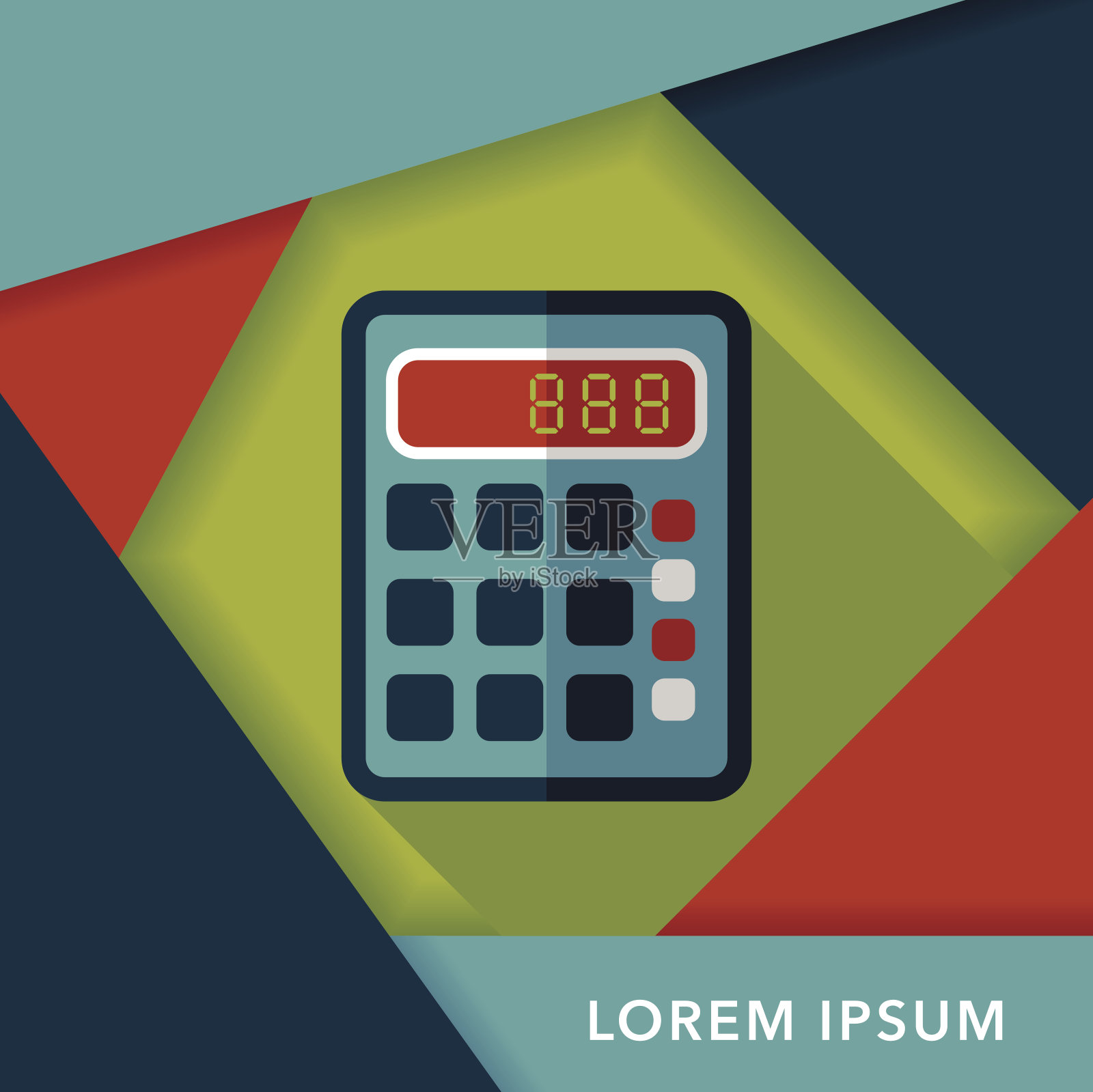 计算器平面图标与长阴影,eps10插画图片素材