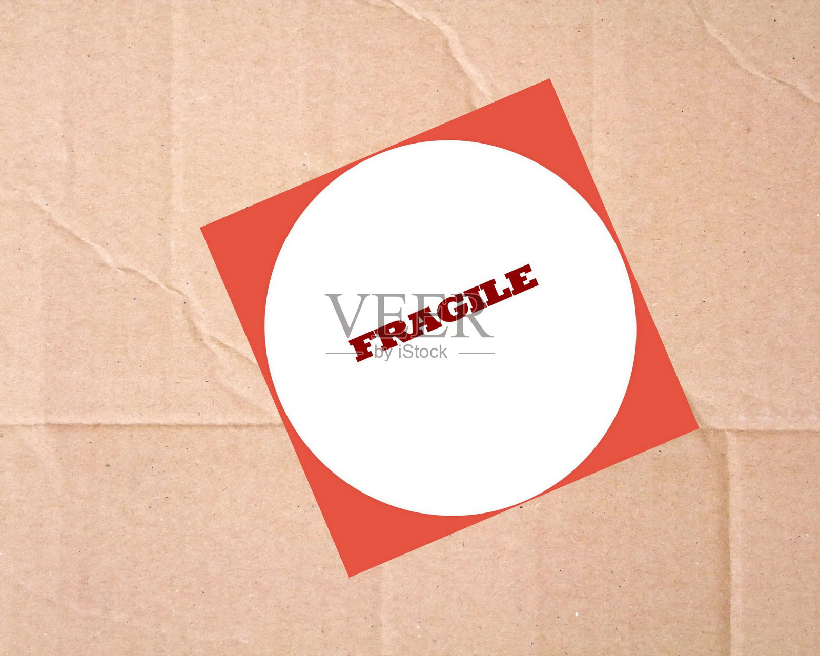 纸板上的易碎标志照片摄影图片