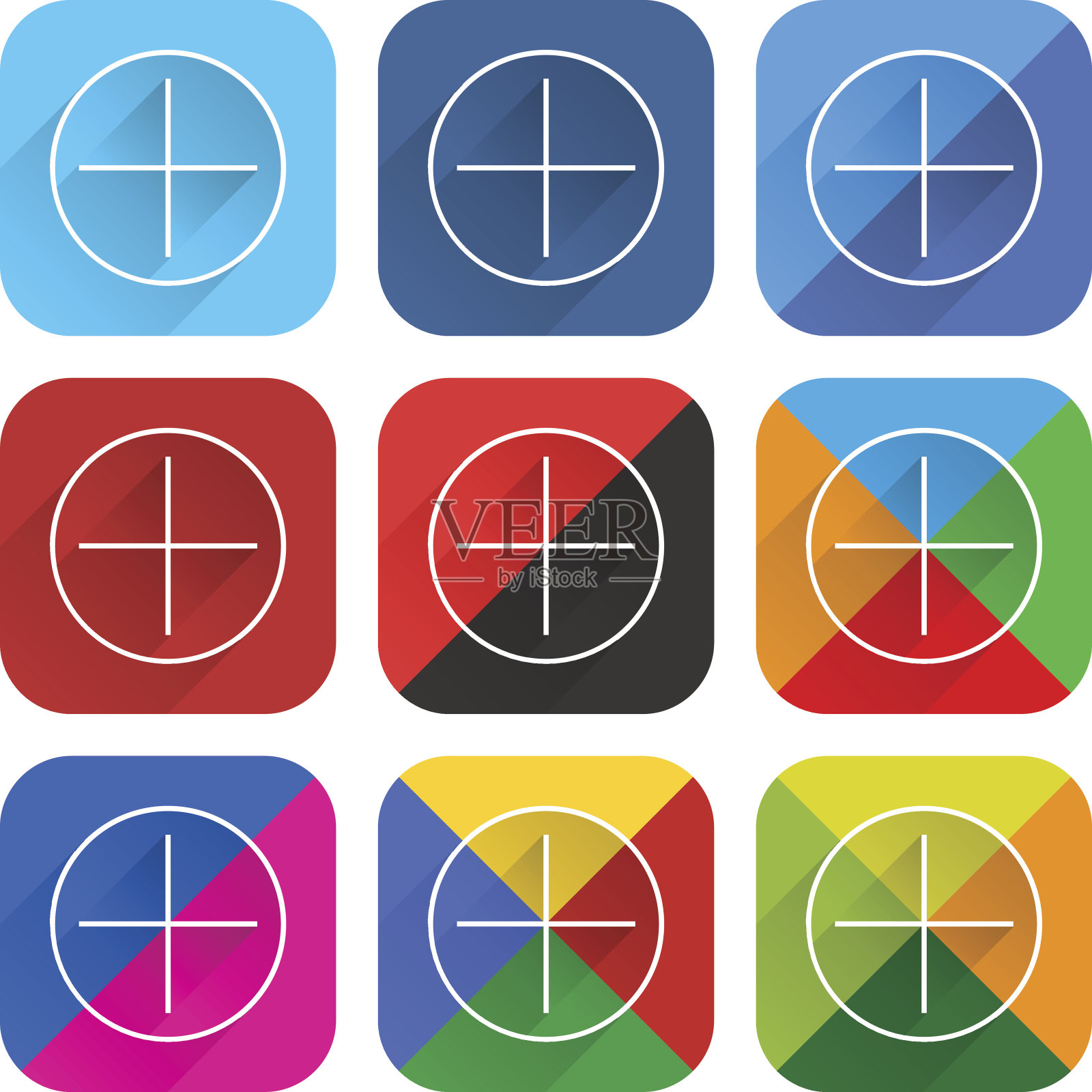 平面流行的社交网络web图标方形按钮图标素材