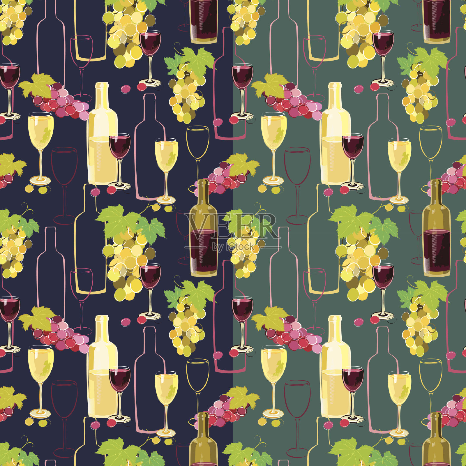 无缝酒模式插画图片素材