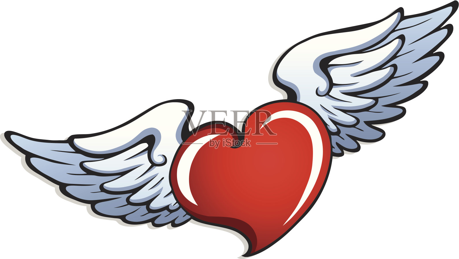 风格化的心带翅膀插画图片素材