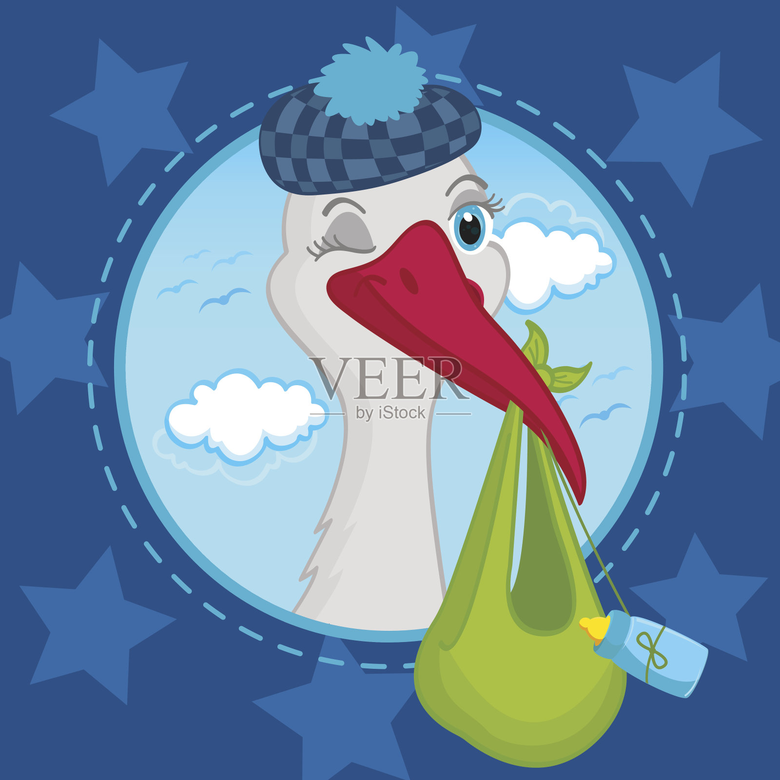 鹳带婴儿插画图片素材