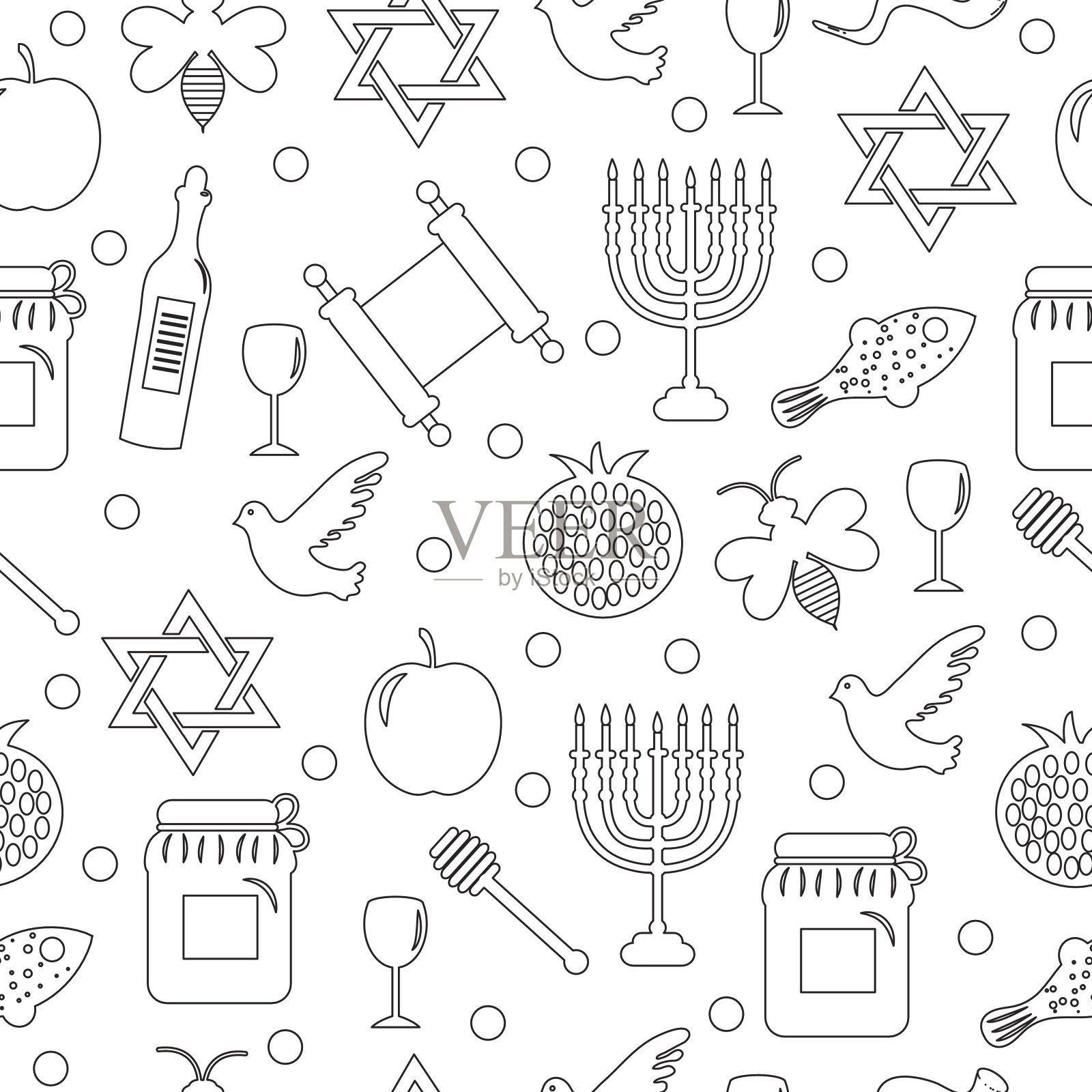 图案无缝,质地为犹太新年。犹太新年插画图片素材