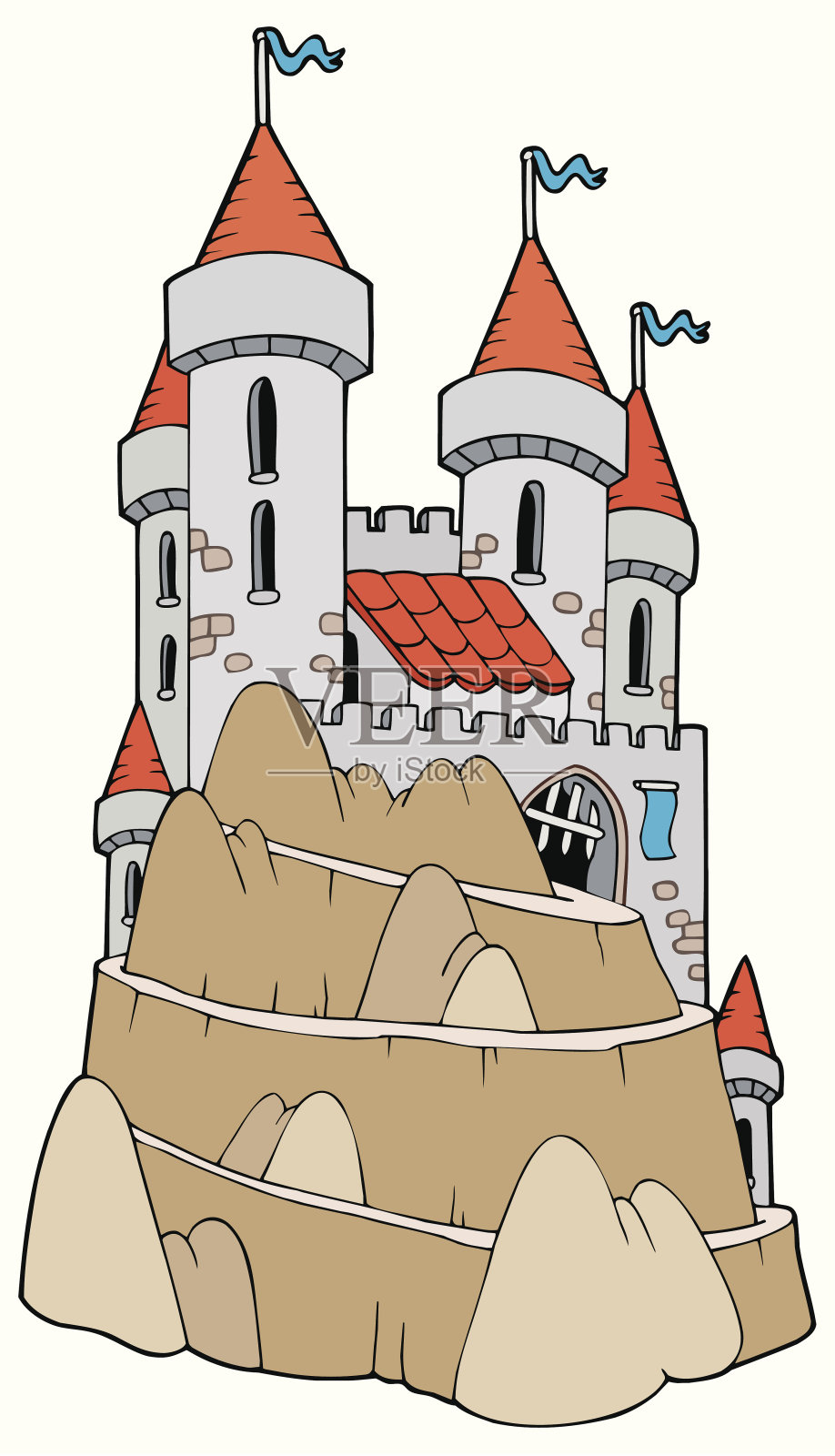 城堡在山插画图片素材