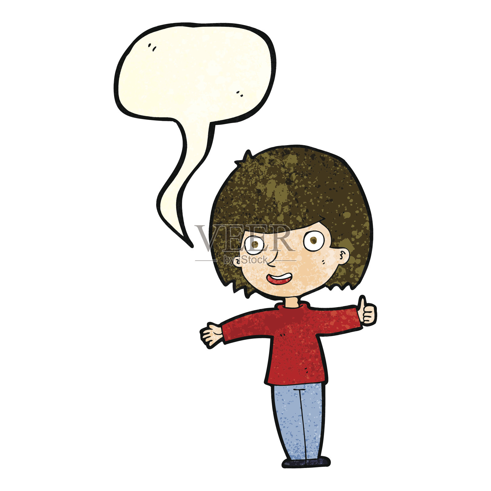 卡通快乐的女人用言语泡泡插画图片素材