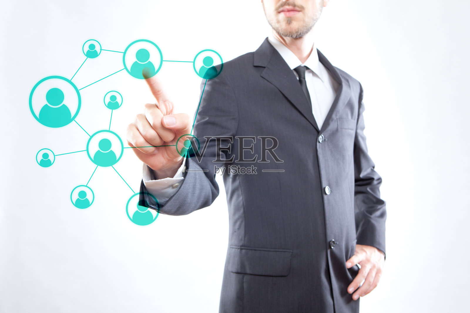 商人触摸图标照片摄影图片