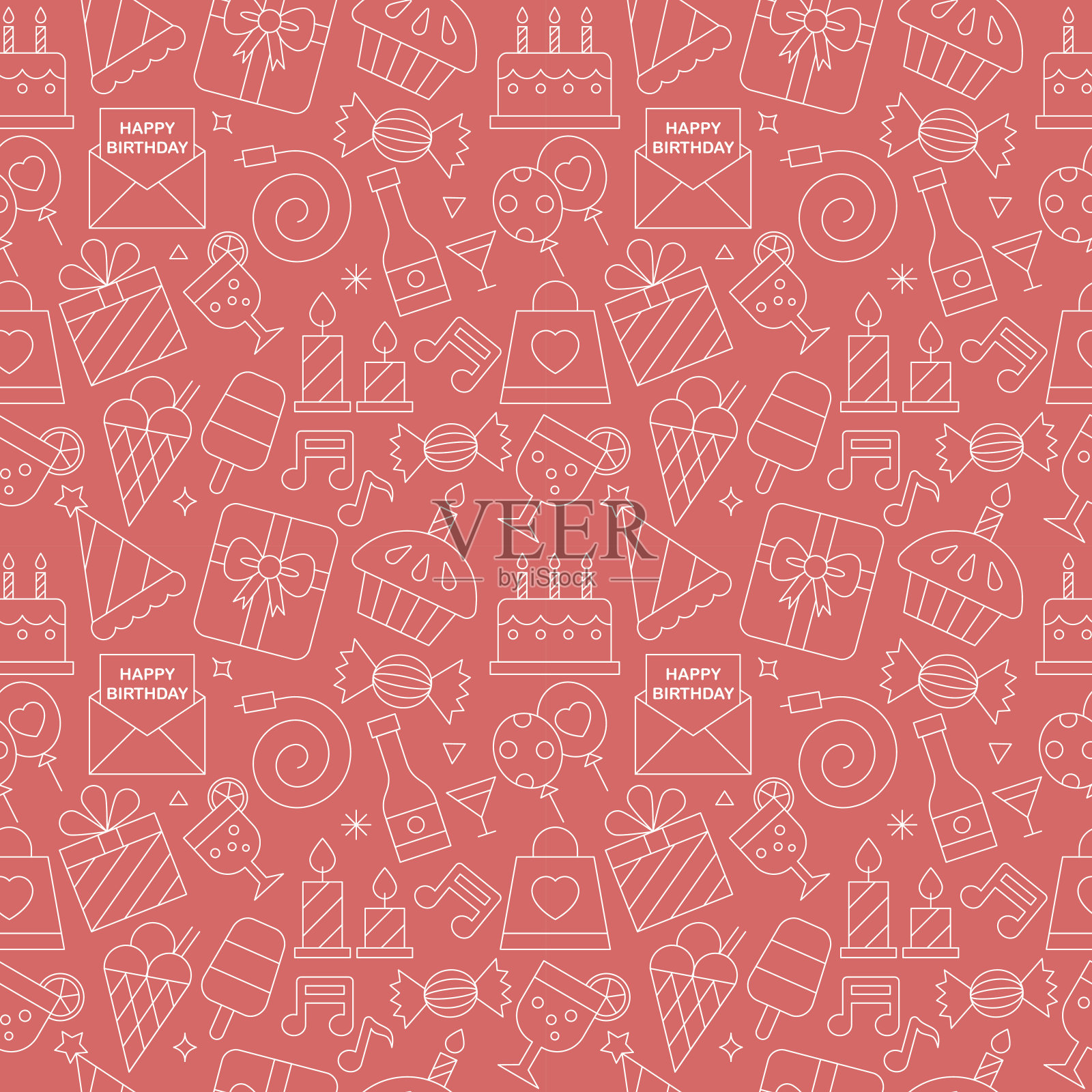 生日线图标模式设置插画图片素材