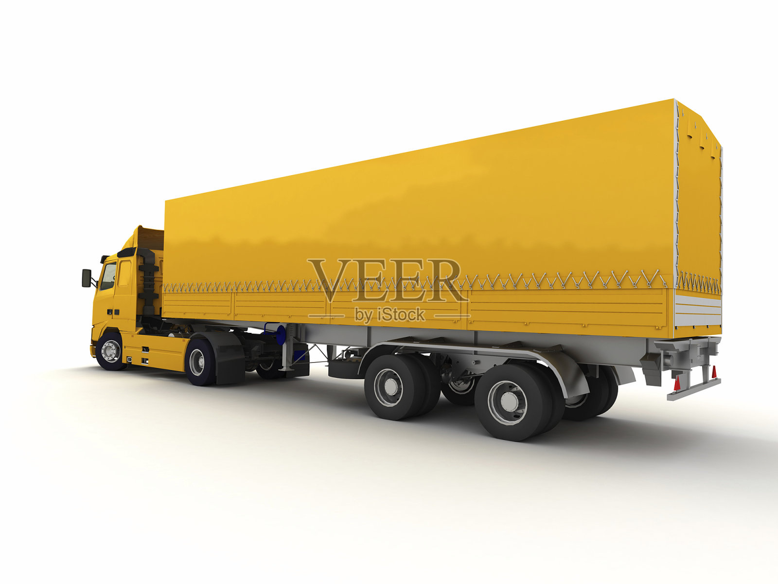 一辆黄色大卡车的后视图照片摄影图片