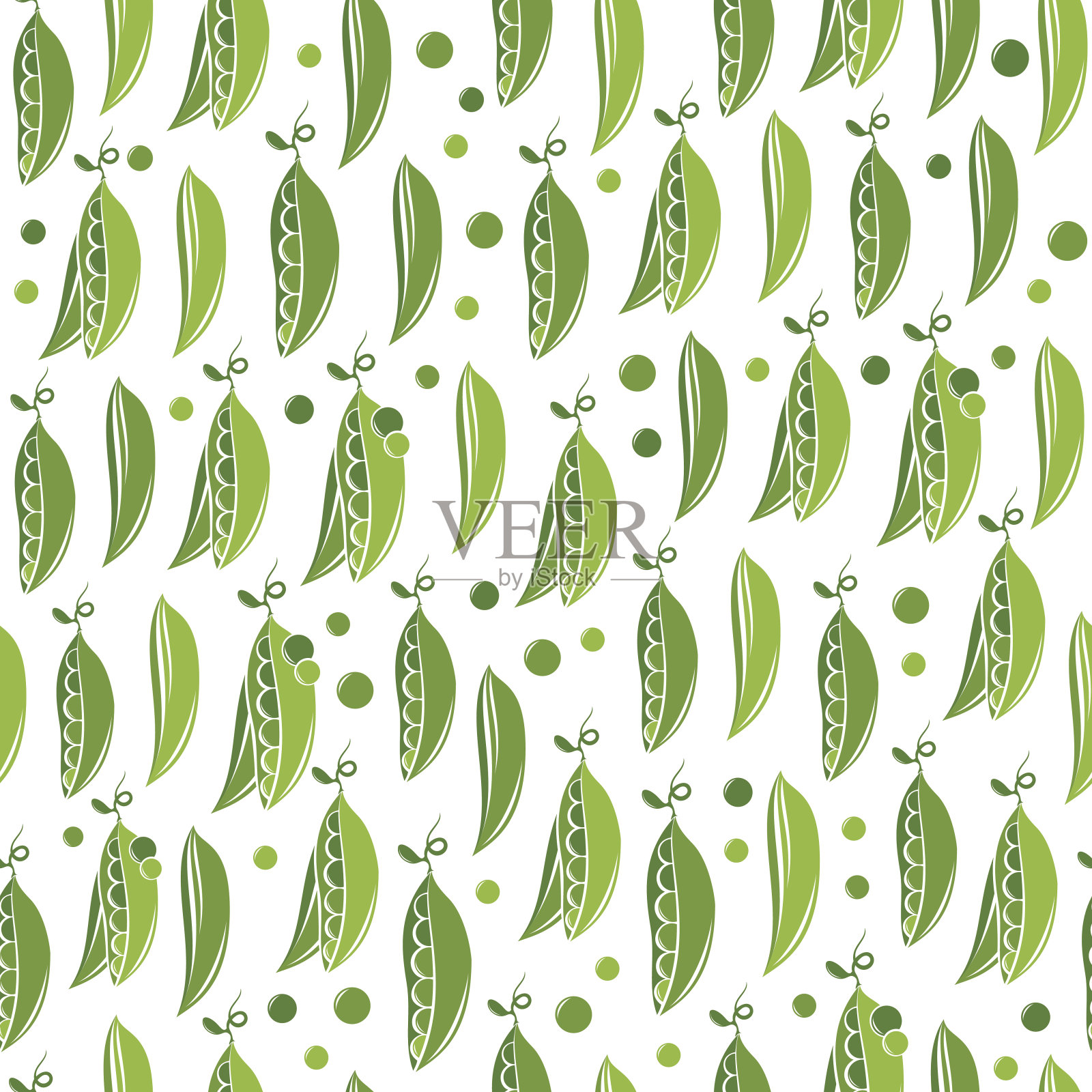 无缝模式与绿豌豆插画图片素材