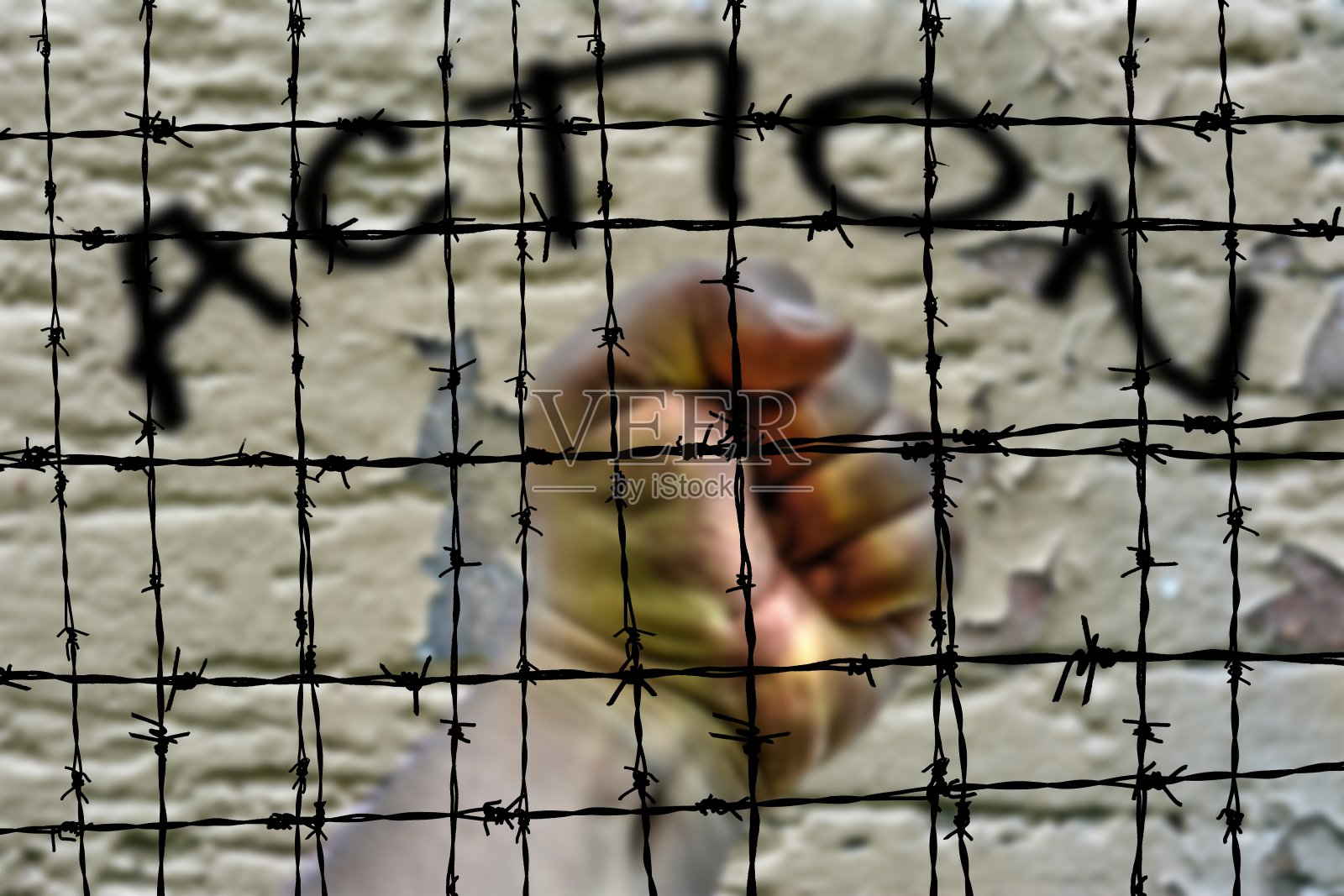 动作手和带刺的概念照片摄影图片