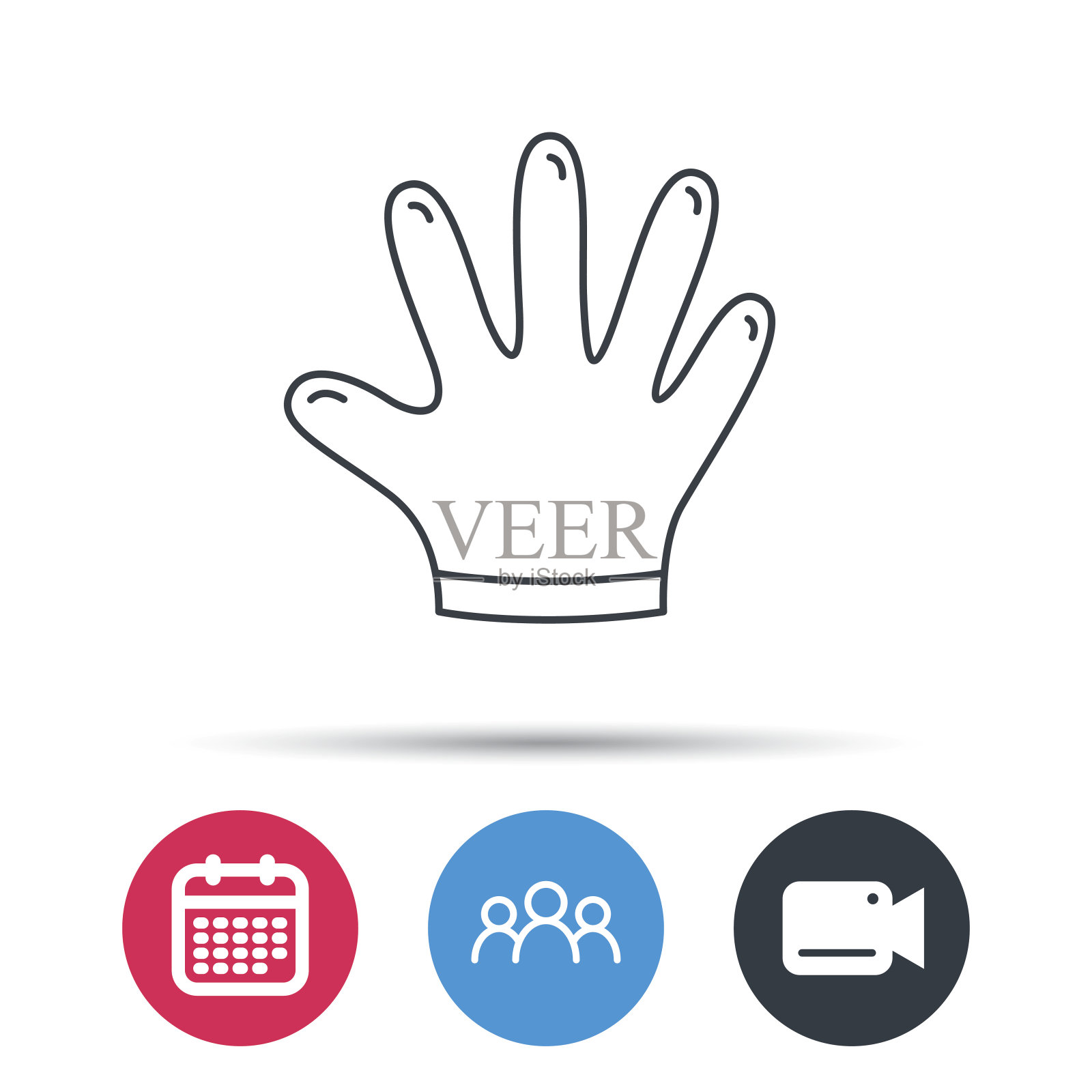 橡胶手套图标。乳胶手保护标志。插画图片素材