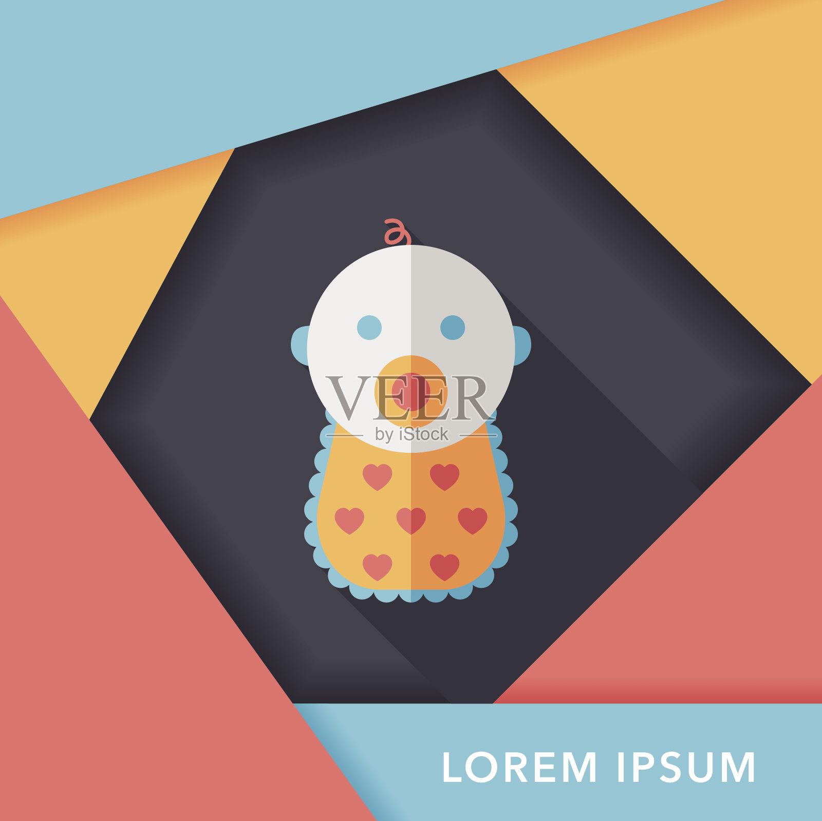 婴儿平图标与长影子,eps 10插画图片素材