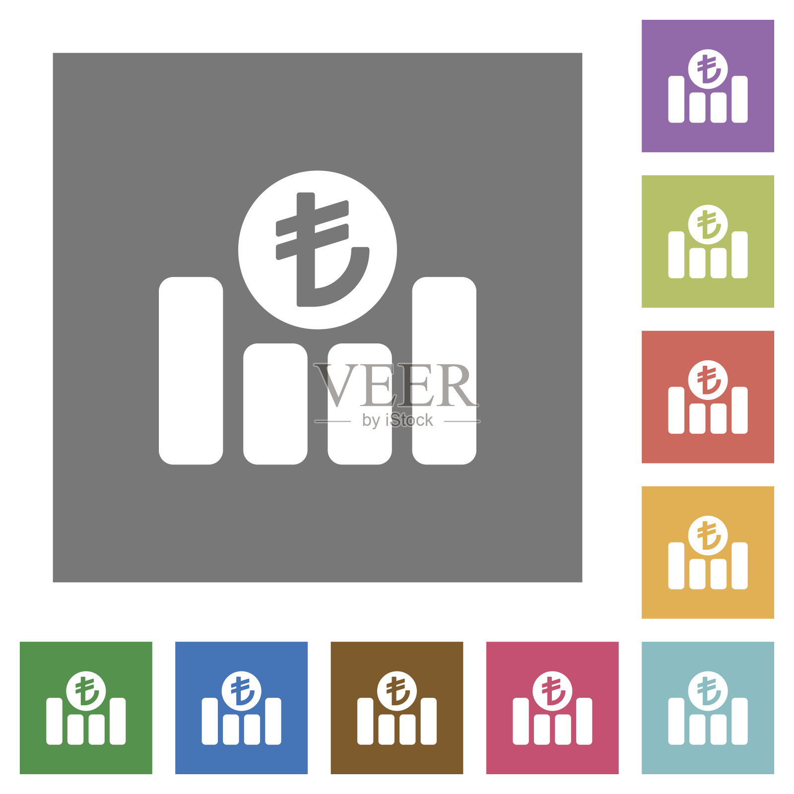 土耳其里拉金融图形方形扁平图标图标素材