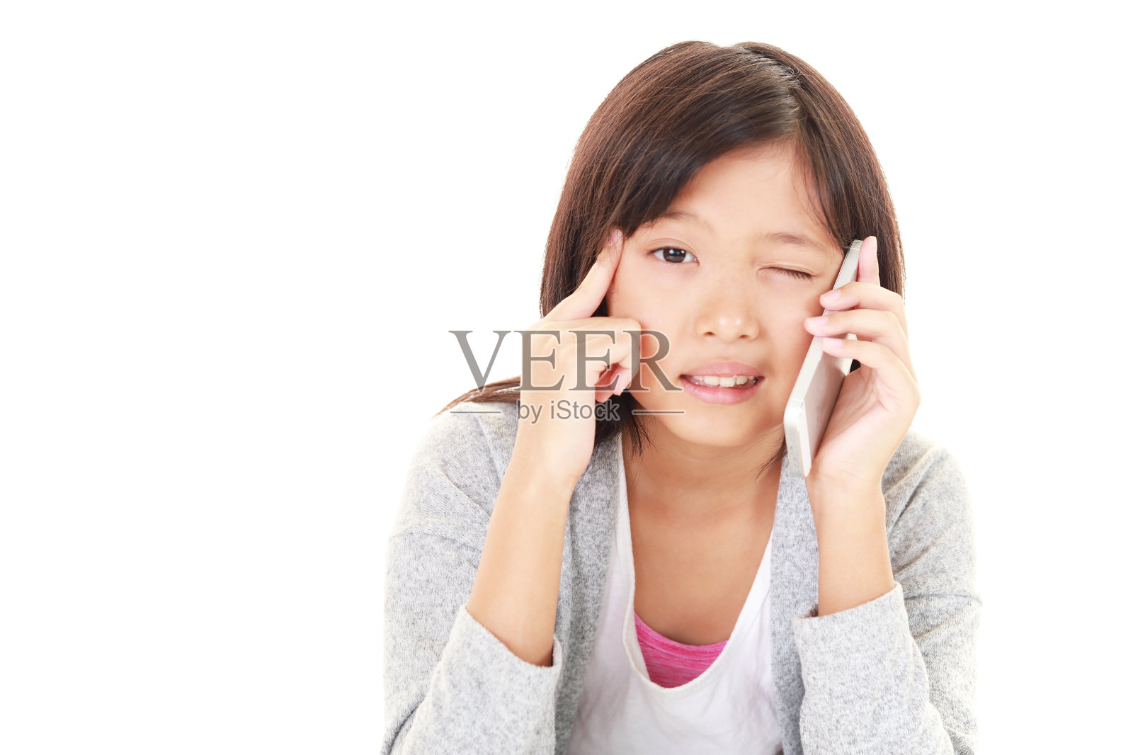 不满意的亚洲女孩照片摄影图片