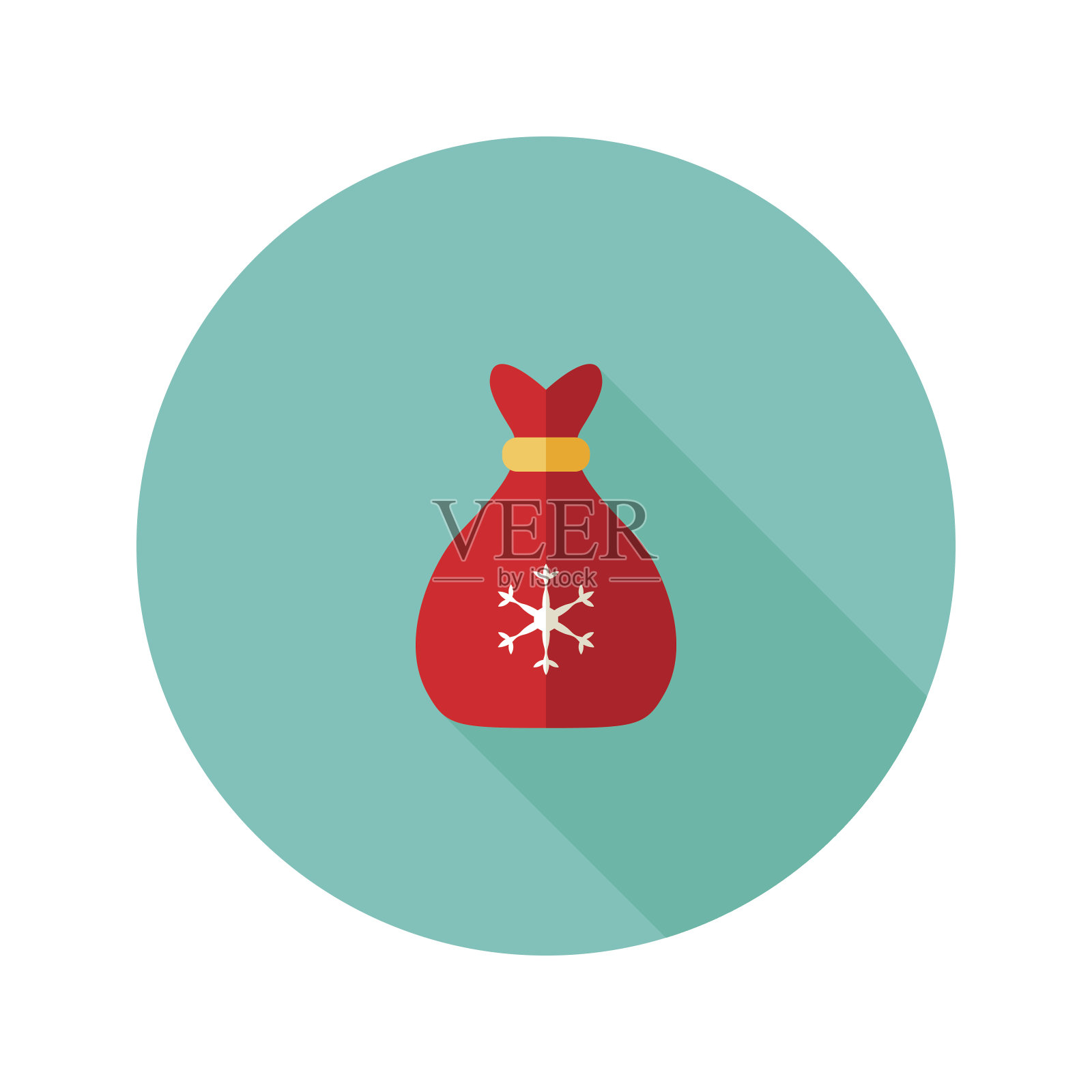 带雪花扁平图标的圣诞节礼品袋插画图片素材