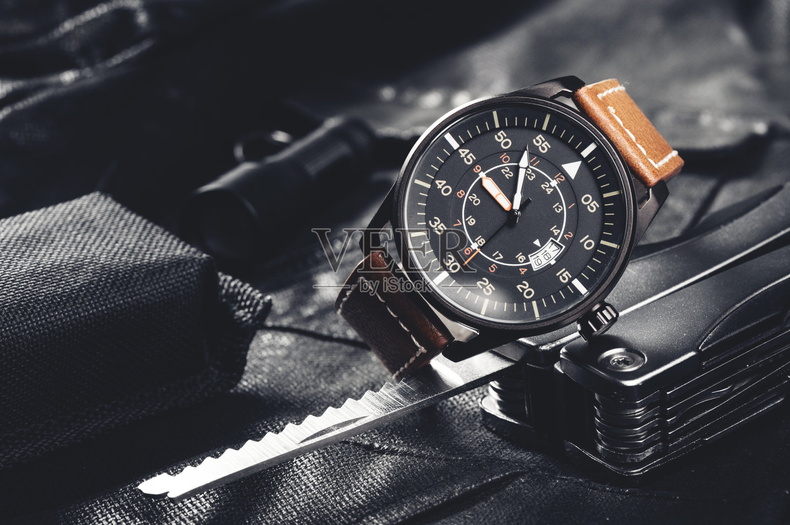 军事风格的手表照片摄影图片