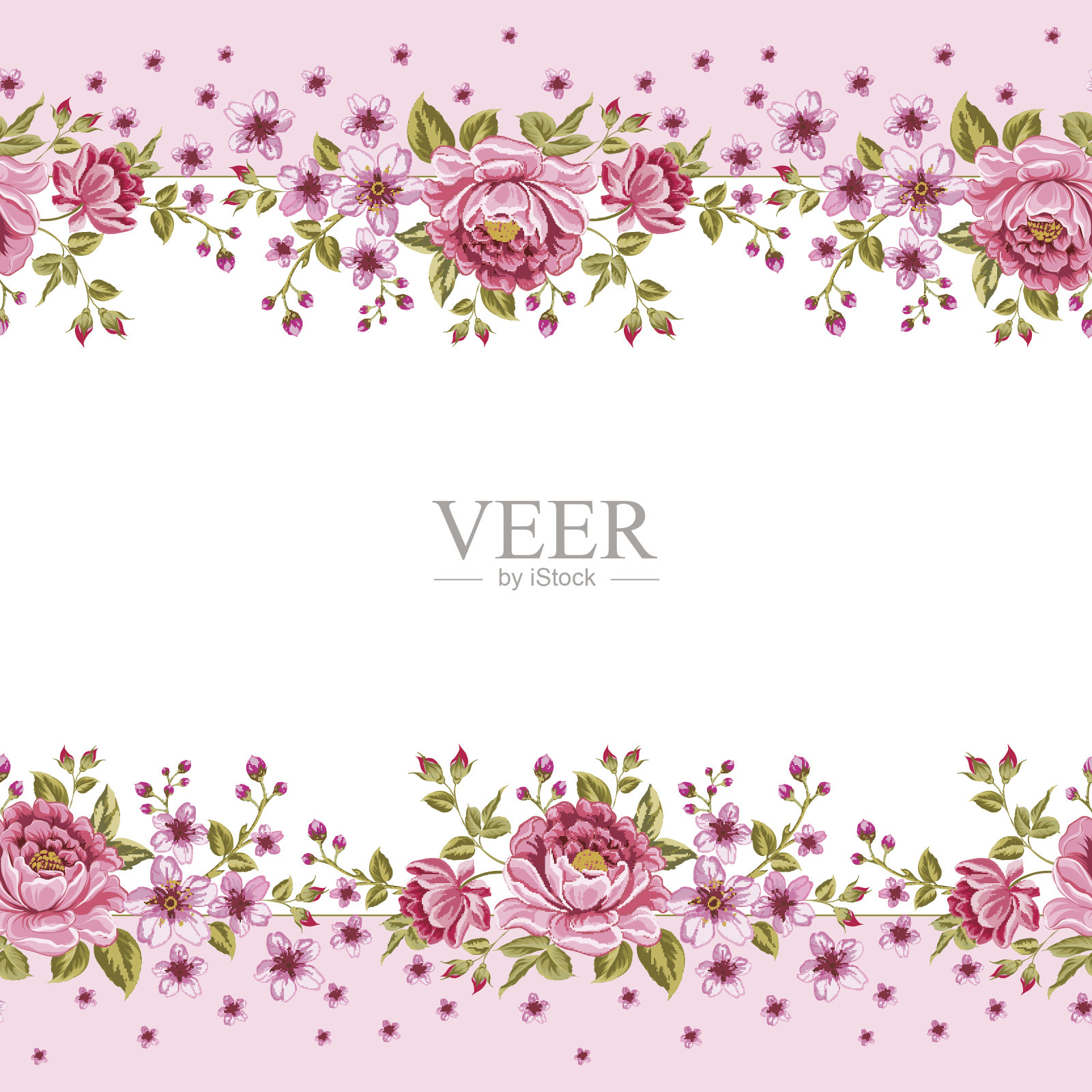 豪华花色牡丹图案。插画图片素材