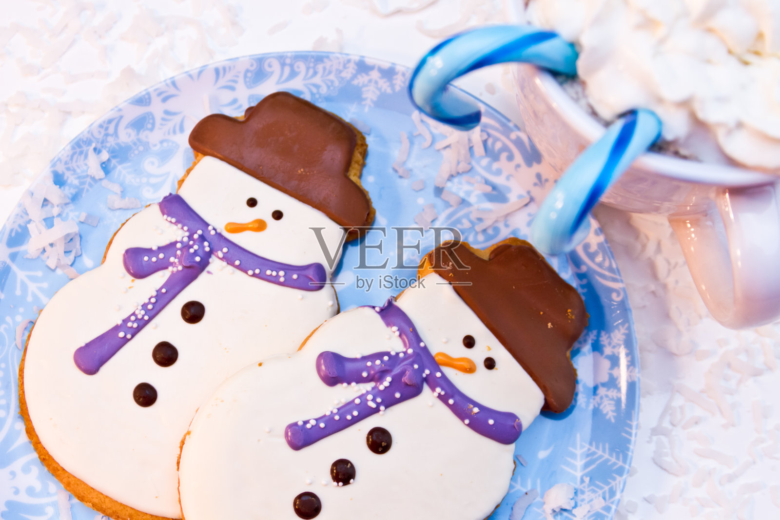 雪人饼干照片摄影图片