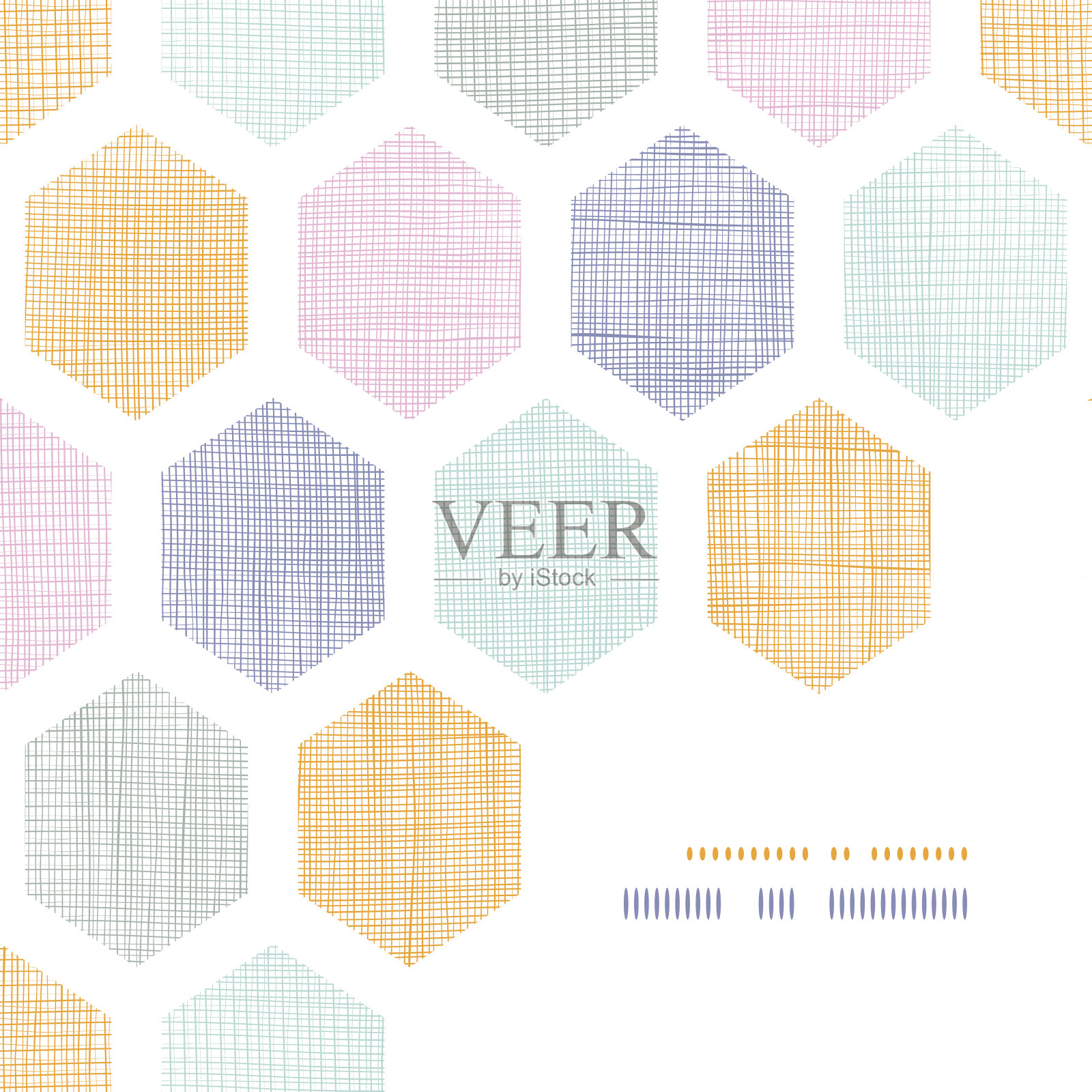 抽象彩色蜂窝织物纹理框架角图案背景插画图片素材