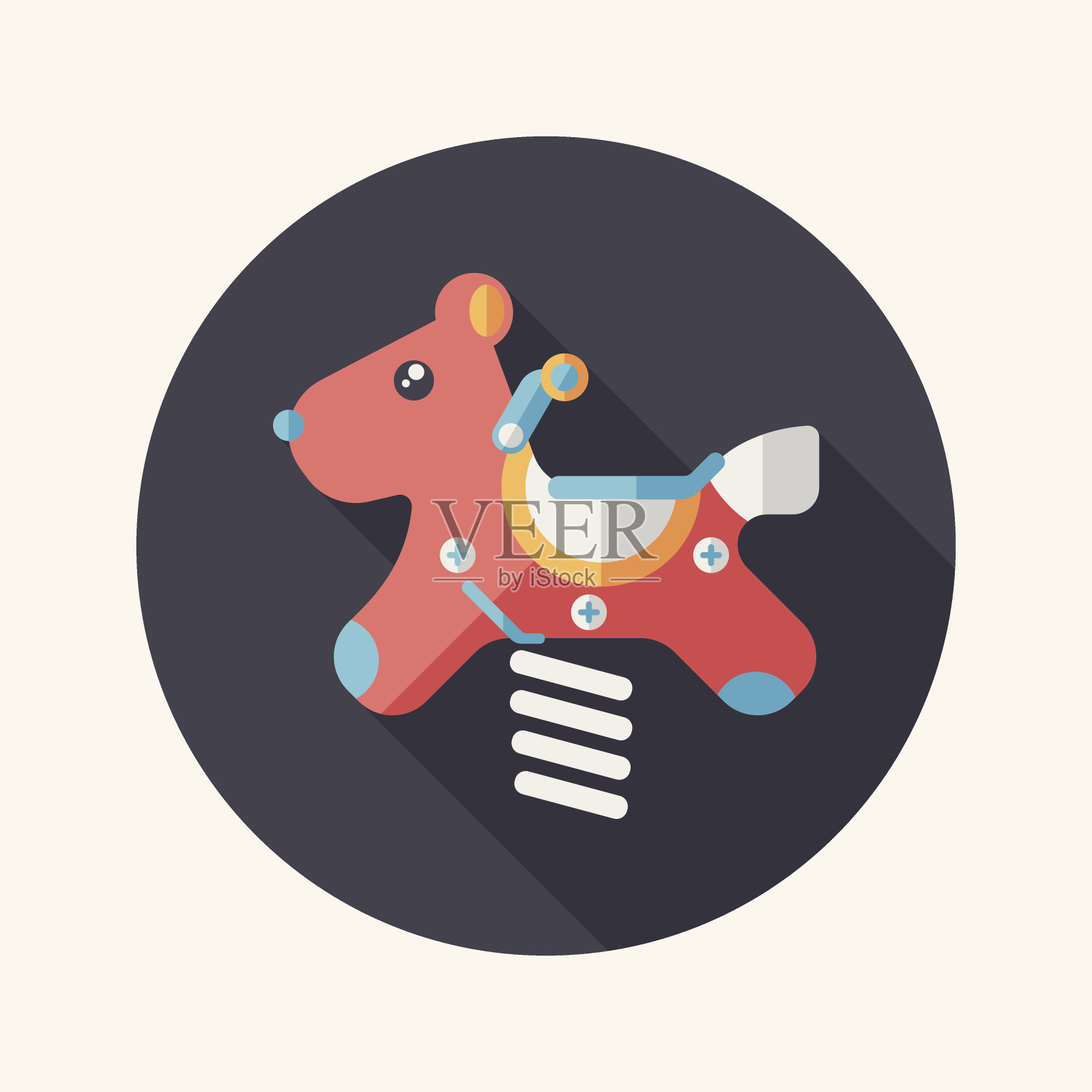 操场玩具马的图标与长影子插画图片素材