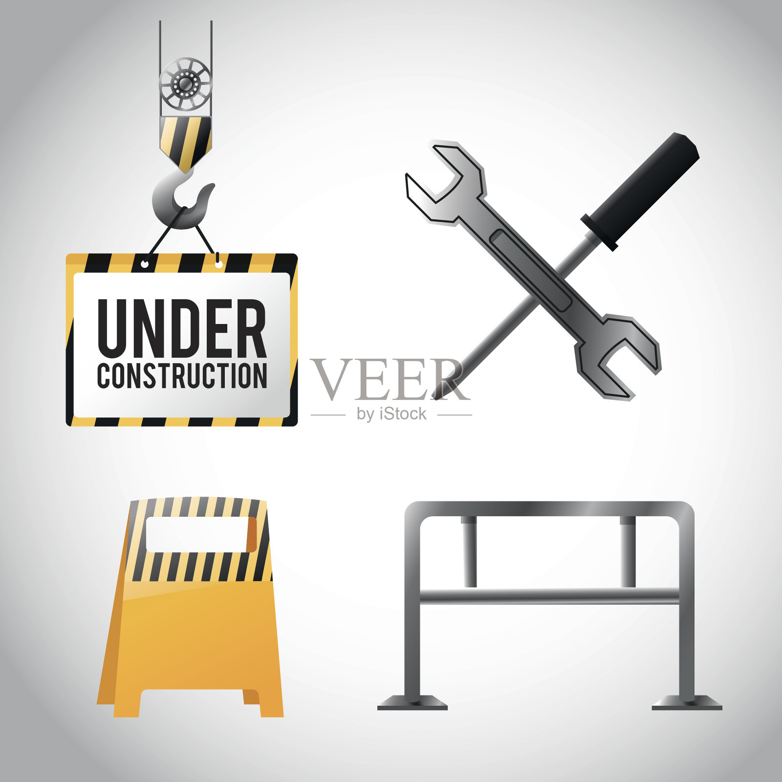 施工设计平面说明。路标插画图片素材