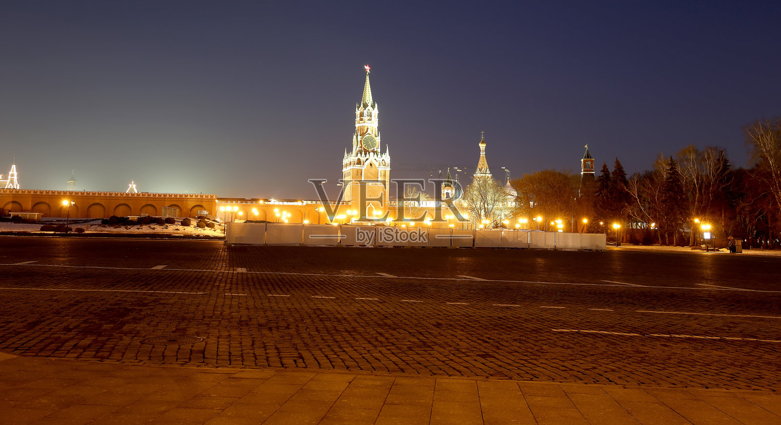 莫斯科克里姆林宫内的夜晚,俄罗斯。联合国教科文组织世界遗产照片摄影图片